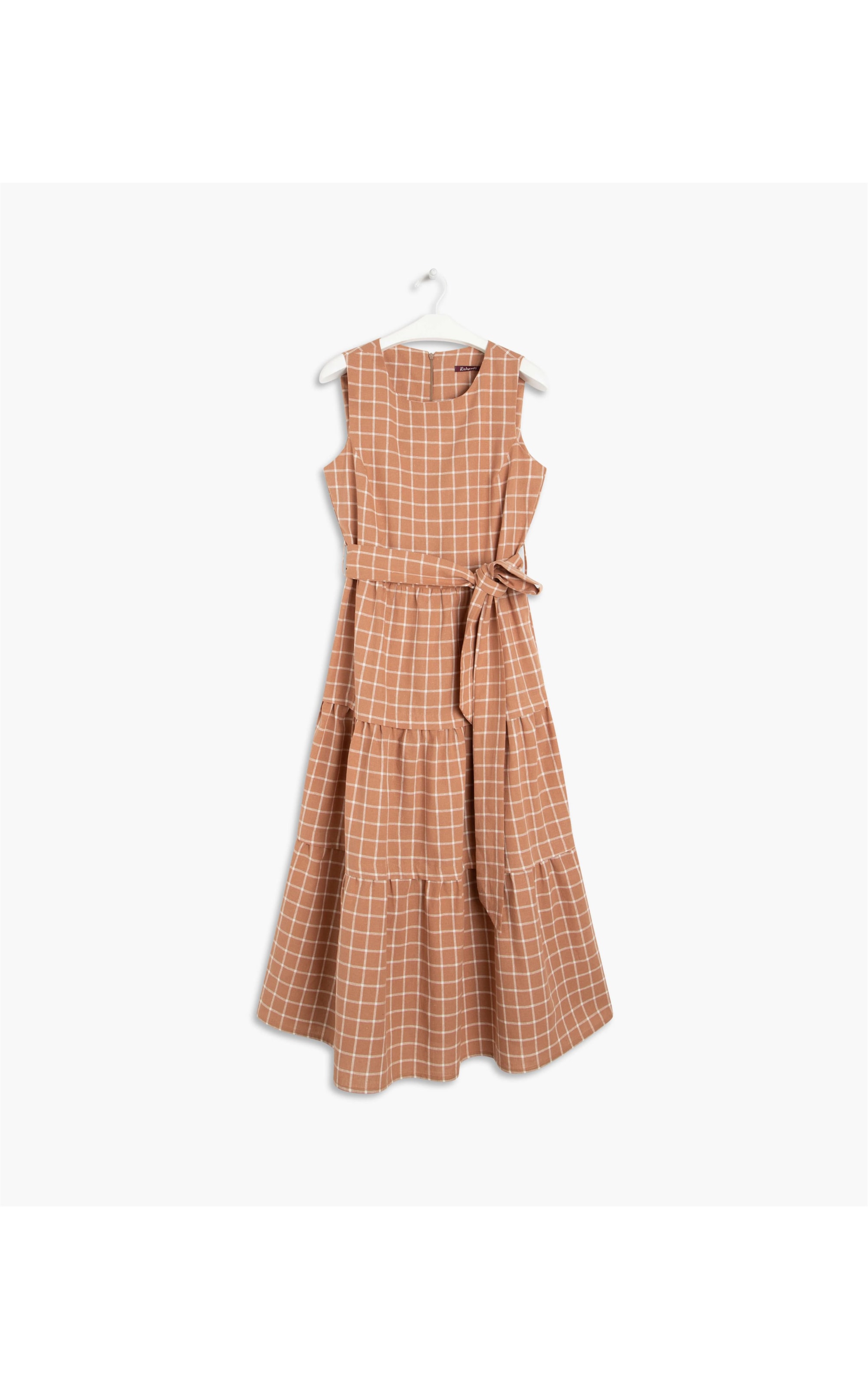 Vestido Linho  Sonora Checks  Ft Camel