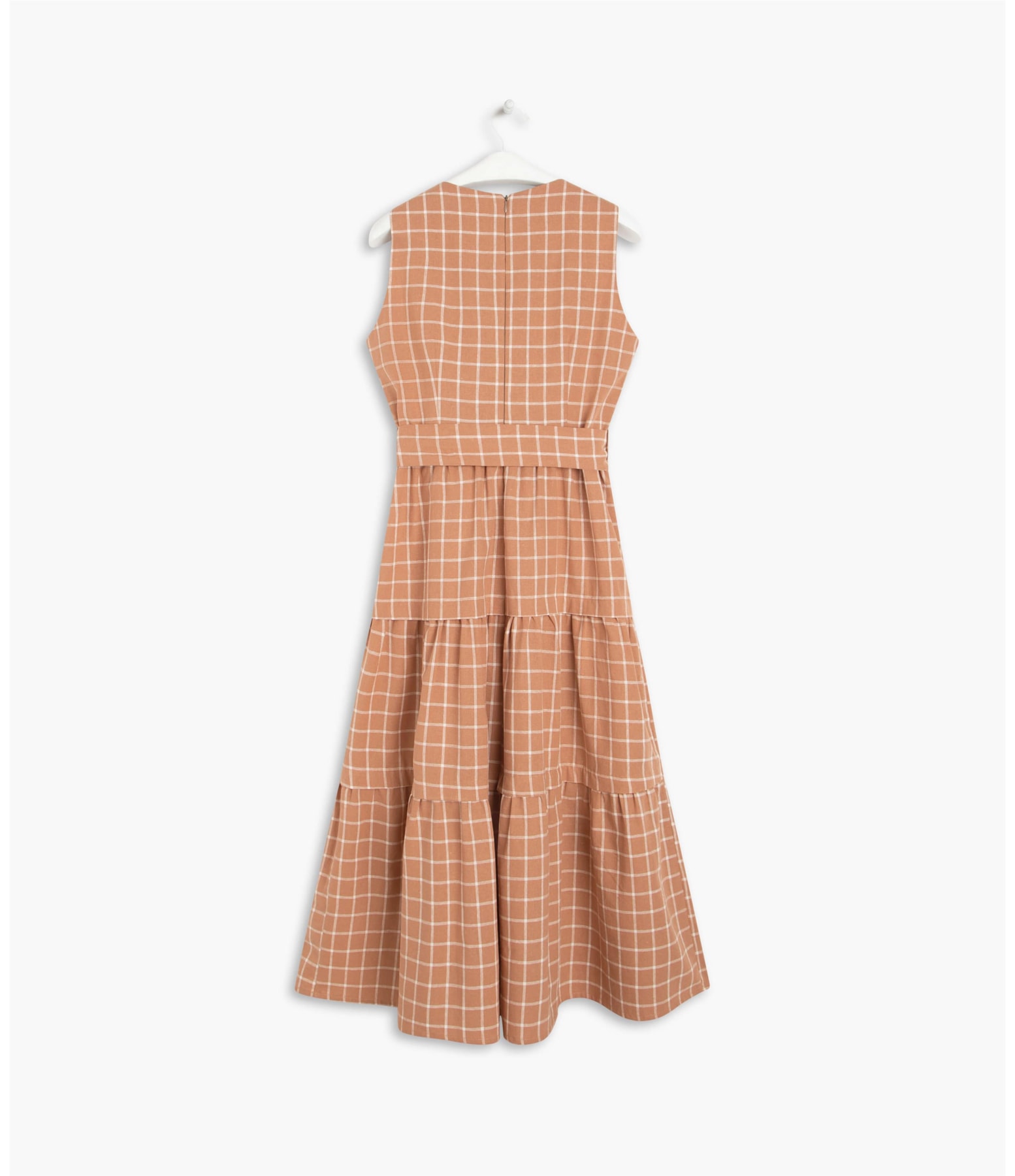 Vestido Linho  Sonora Checks  Ft Camel