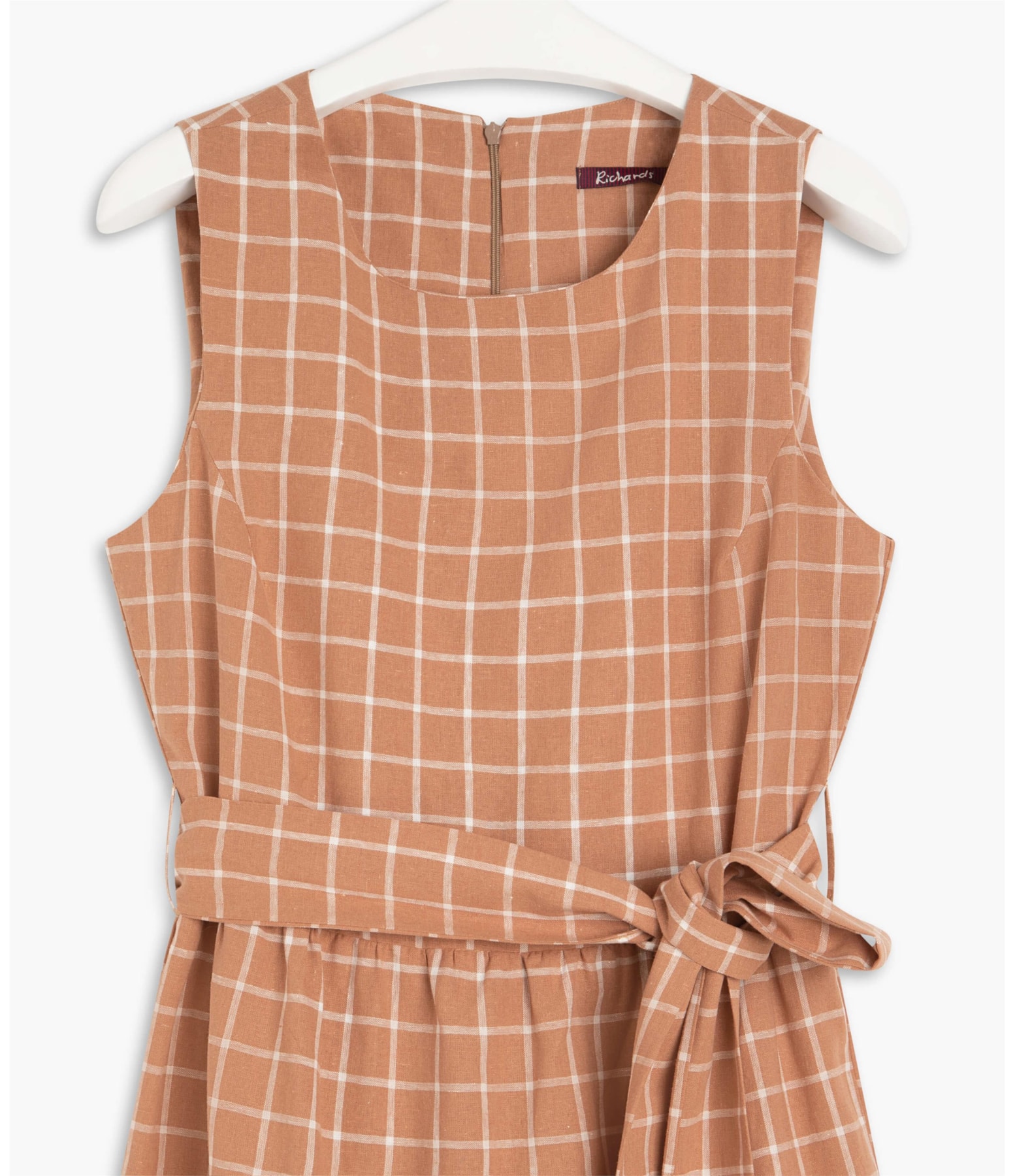 Vestido Linho  Sonora Checks  Ft Camel