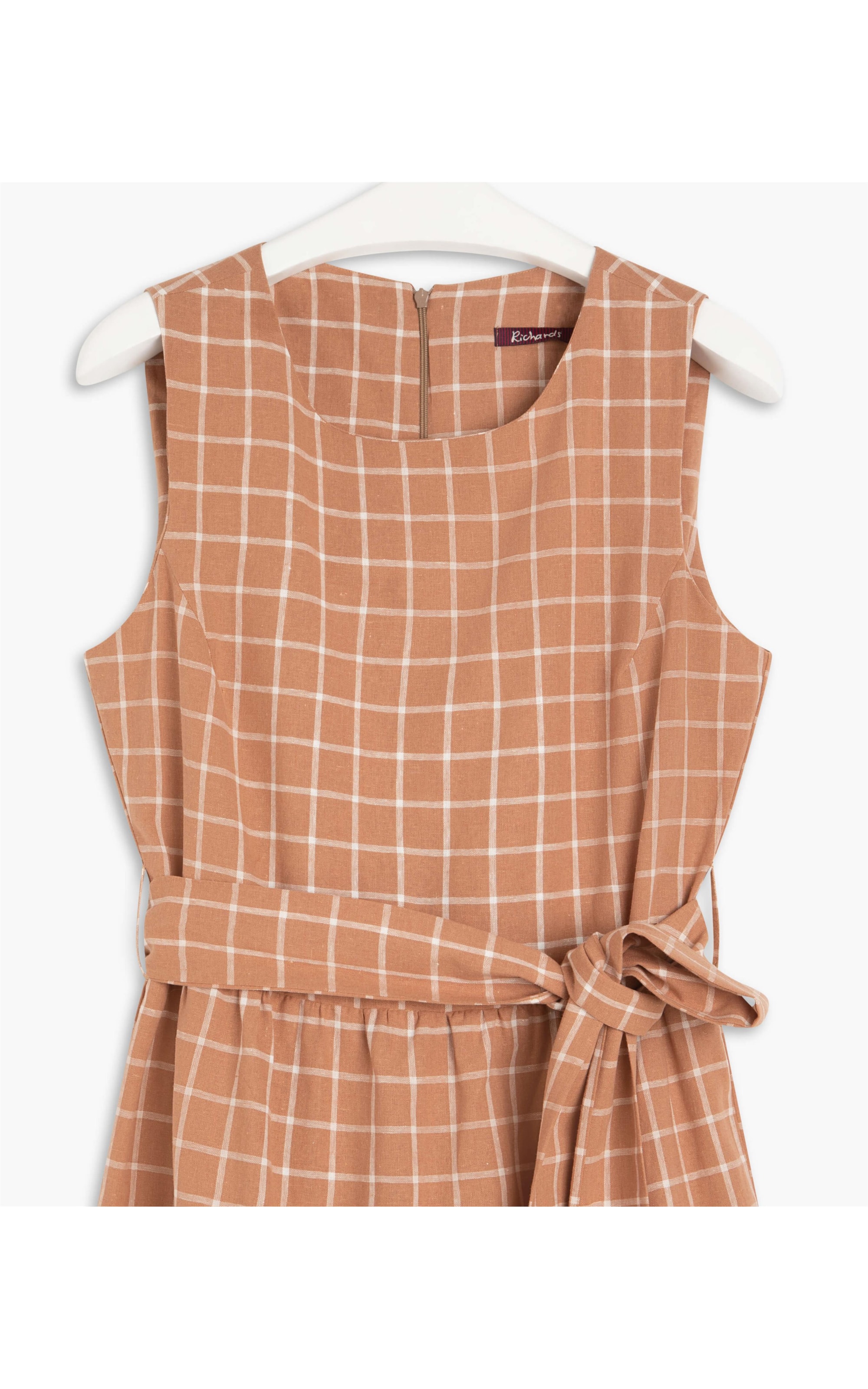 Vestido Linho  Sonora Checks  Ft Camel
