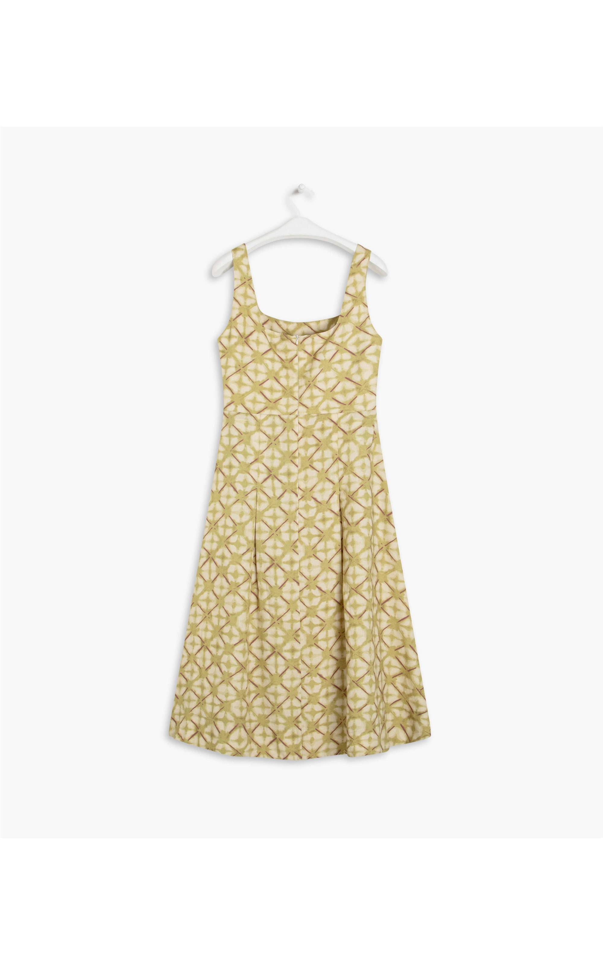 Vestido Linho  Sora  Estampa Chibori Verde