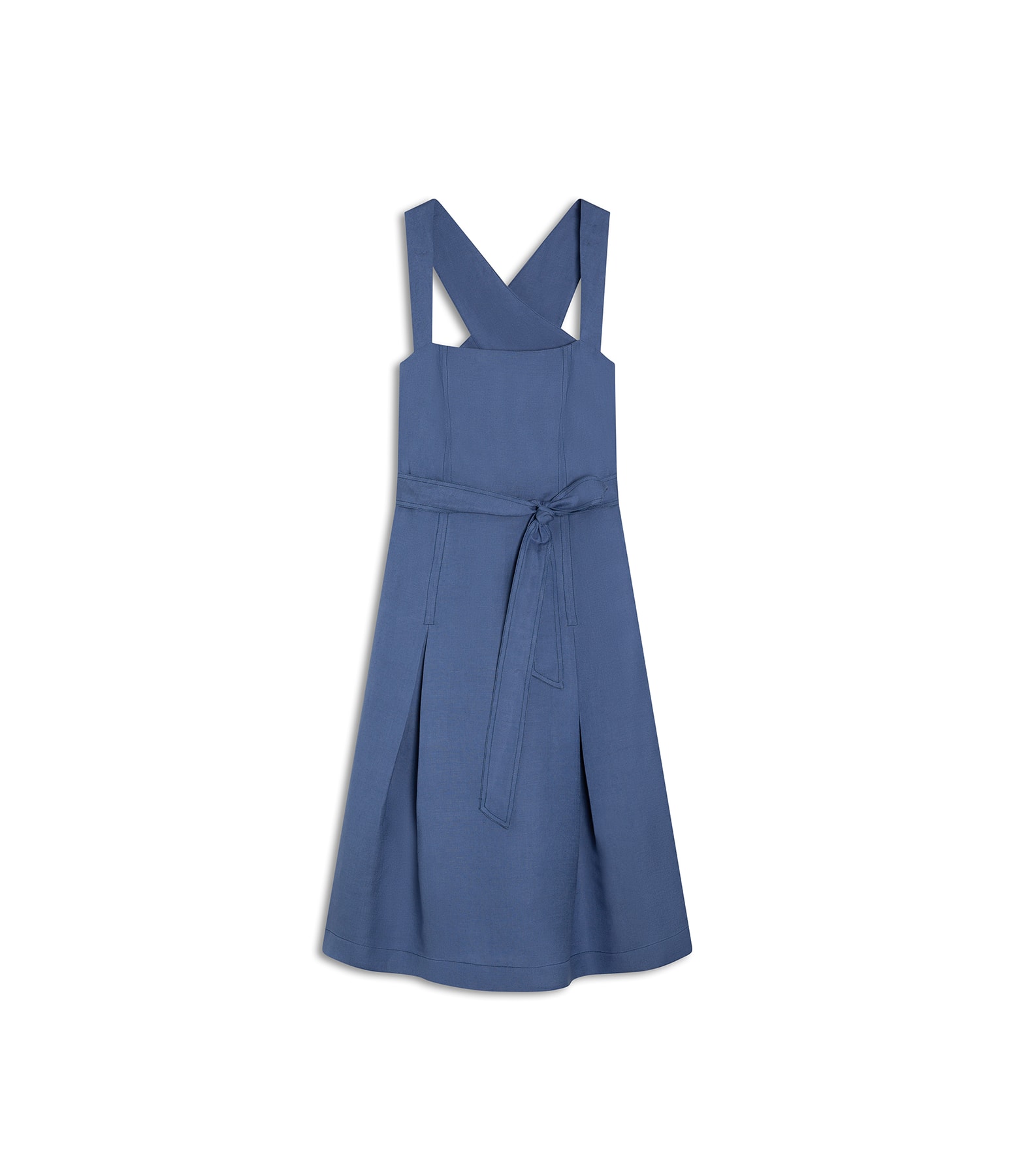 Vestido Linho  Talina  Liso  Azul Pervante