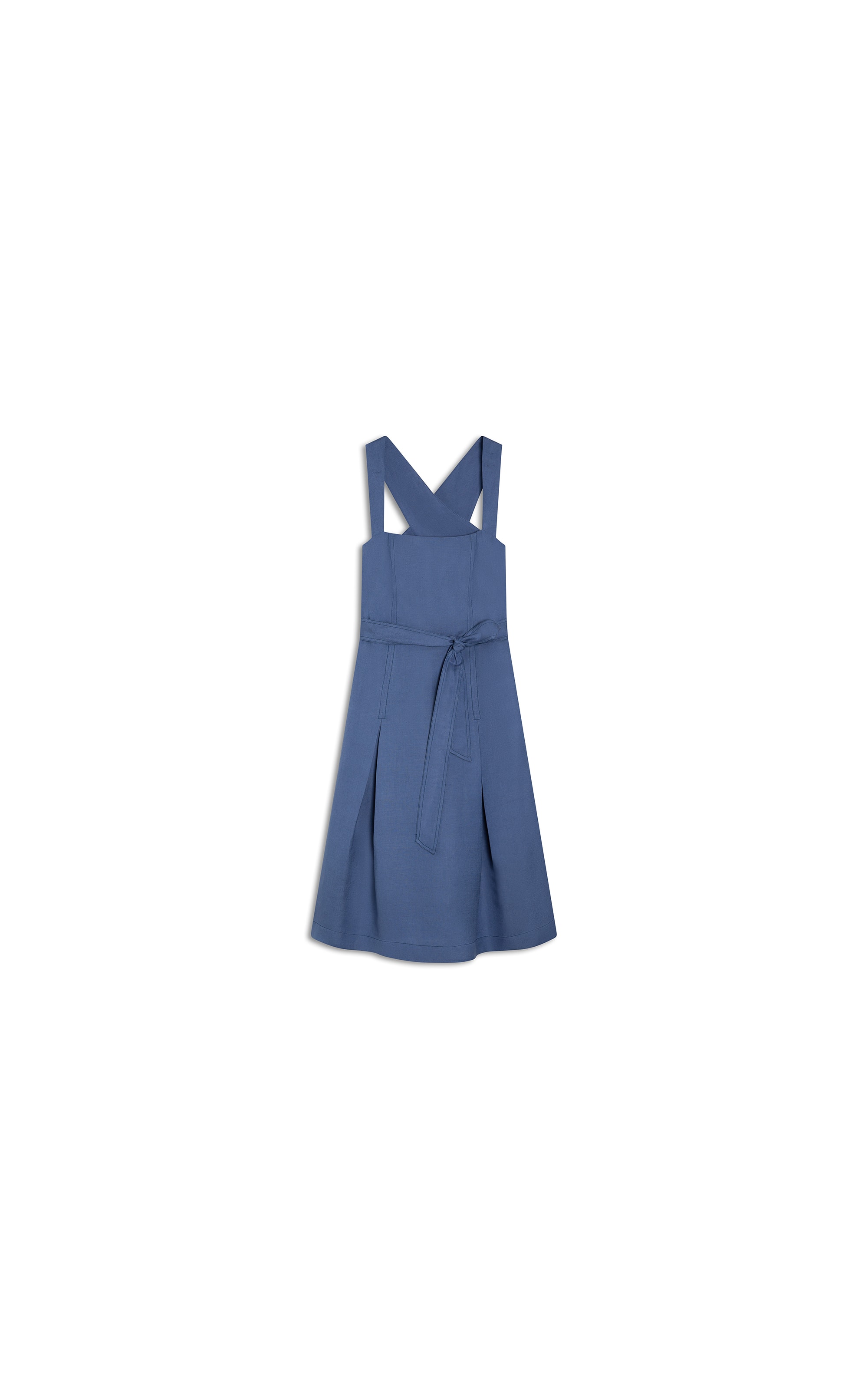 Vestido Linho  Talina  Liso  Azul Pervante