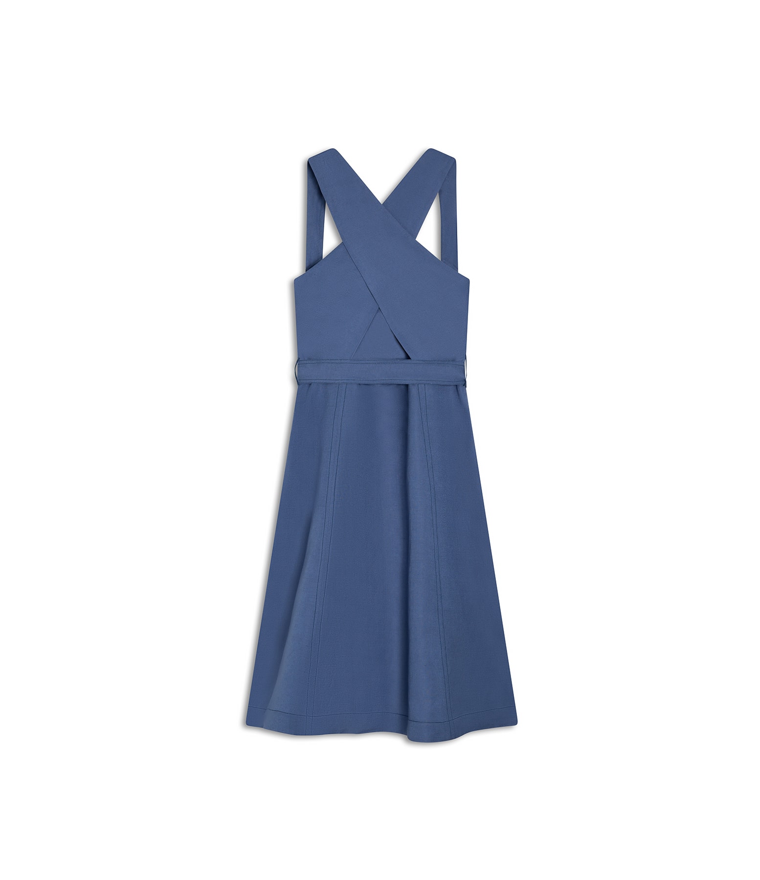 Vestido Linho  Talina  Liso  Azul Pervante