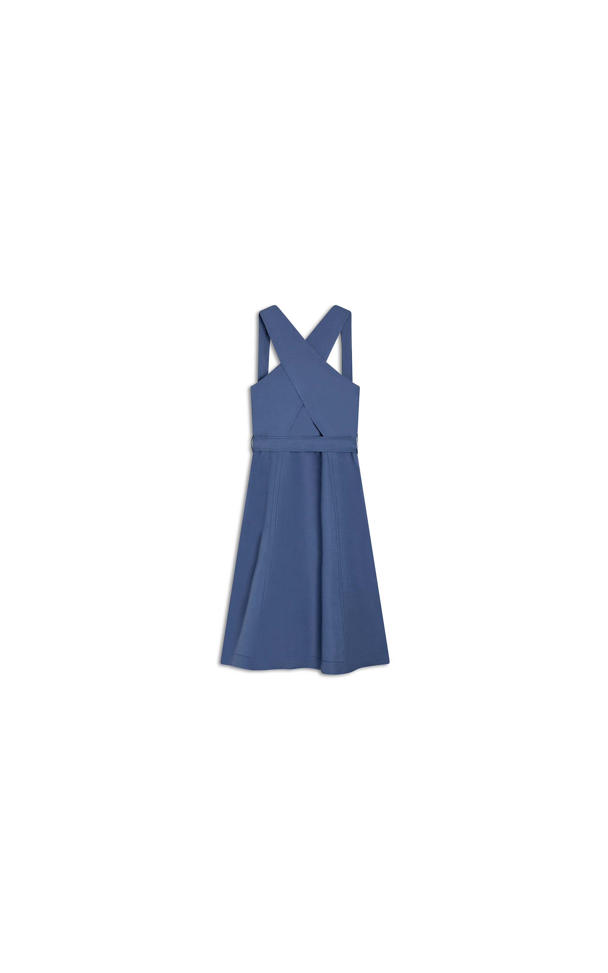 Vestido Linho  Talina  Liso  Azul Pervante