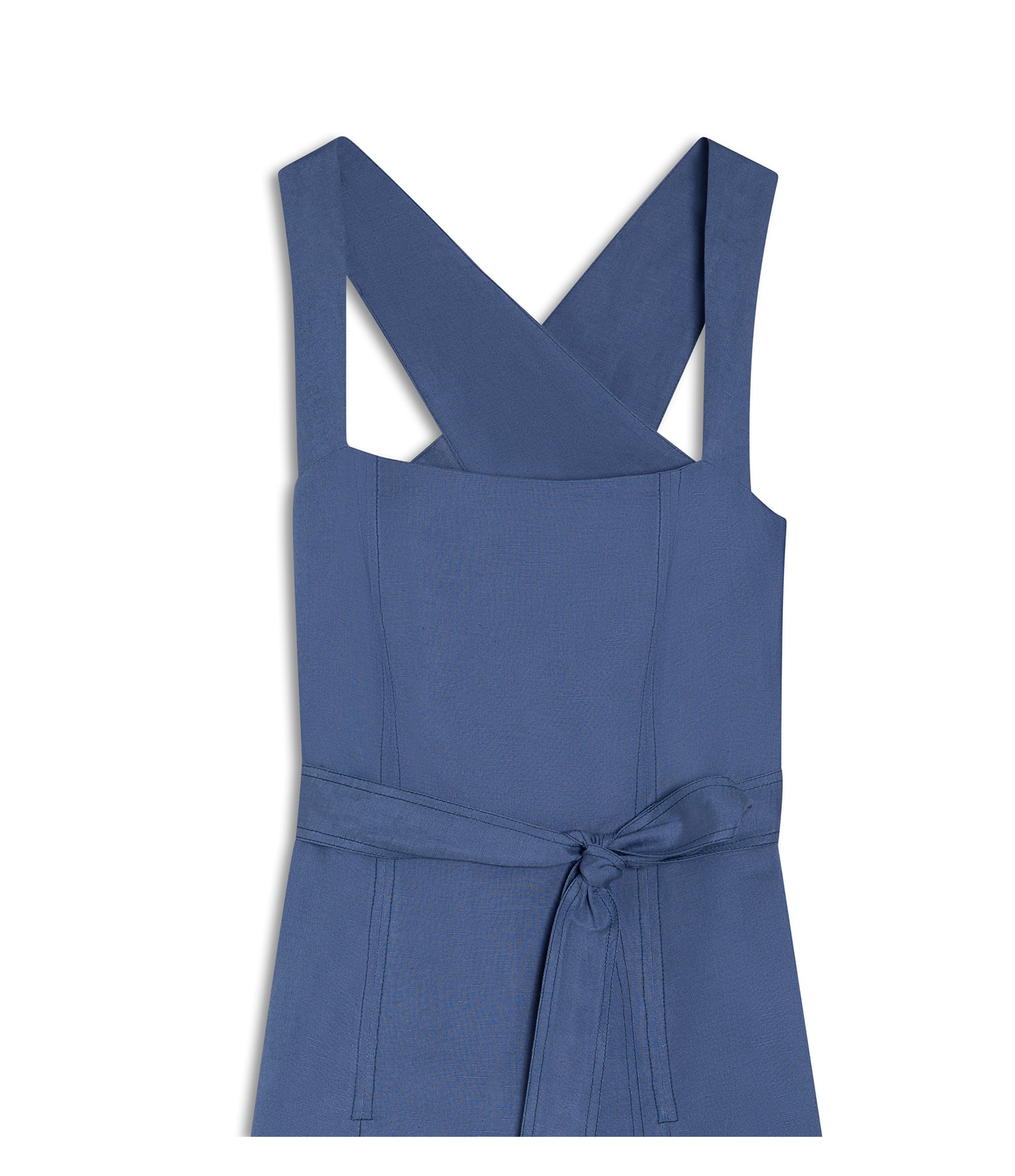 Vestido Linho  Talina  Liso  Azul Pervante