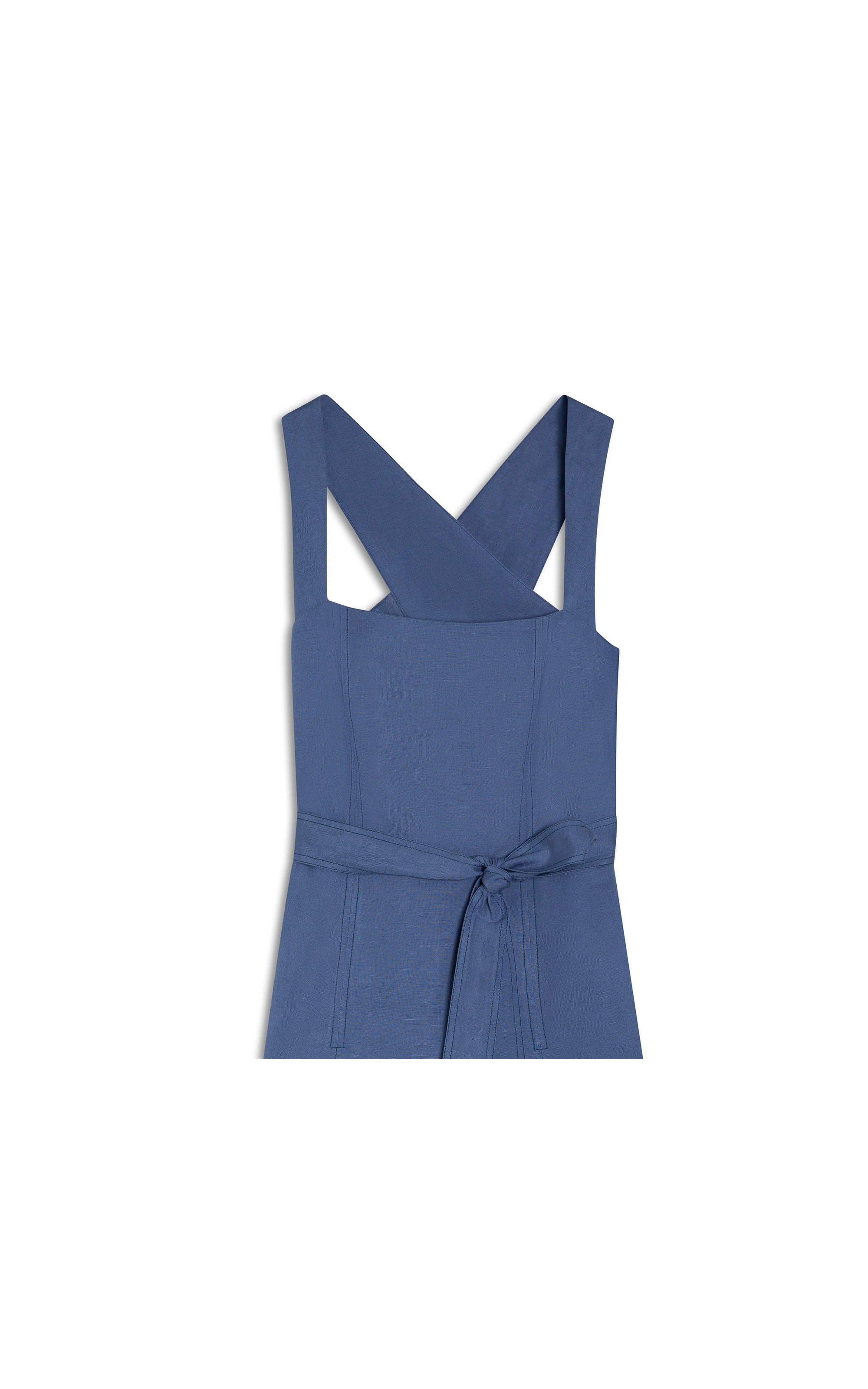 Vestido Linho  Talina  Liso  Azul Pervante