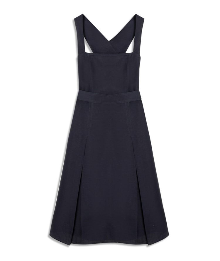 Vestido Linho  Talina  Liso Dark Navy