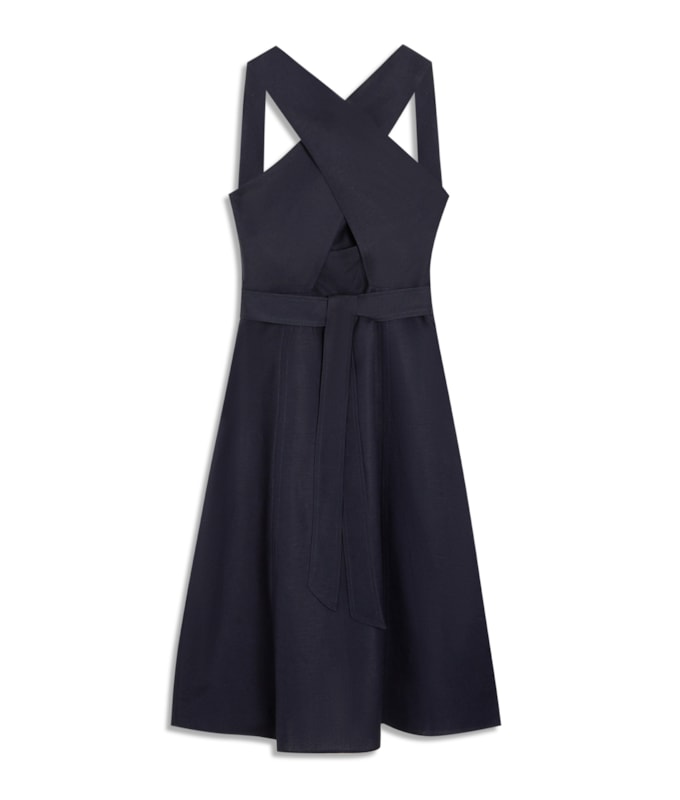 Vestido Linho  Talina  Liso Dark Navy