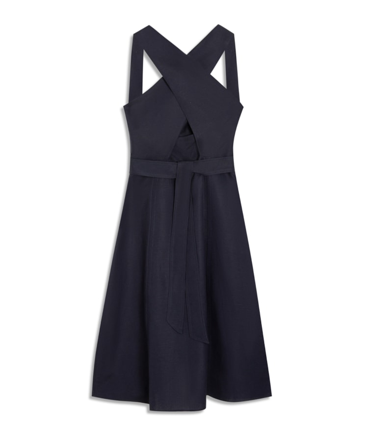 Vestido Linho  Talina  Liso Dark Navy