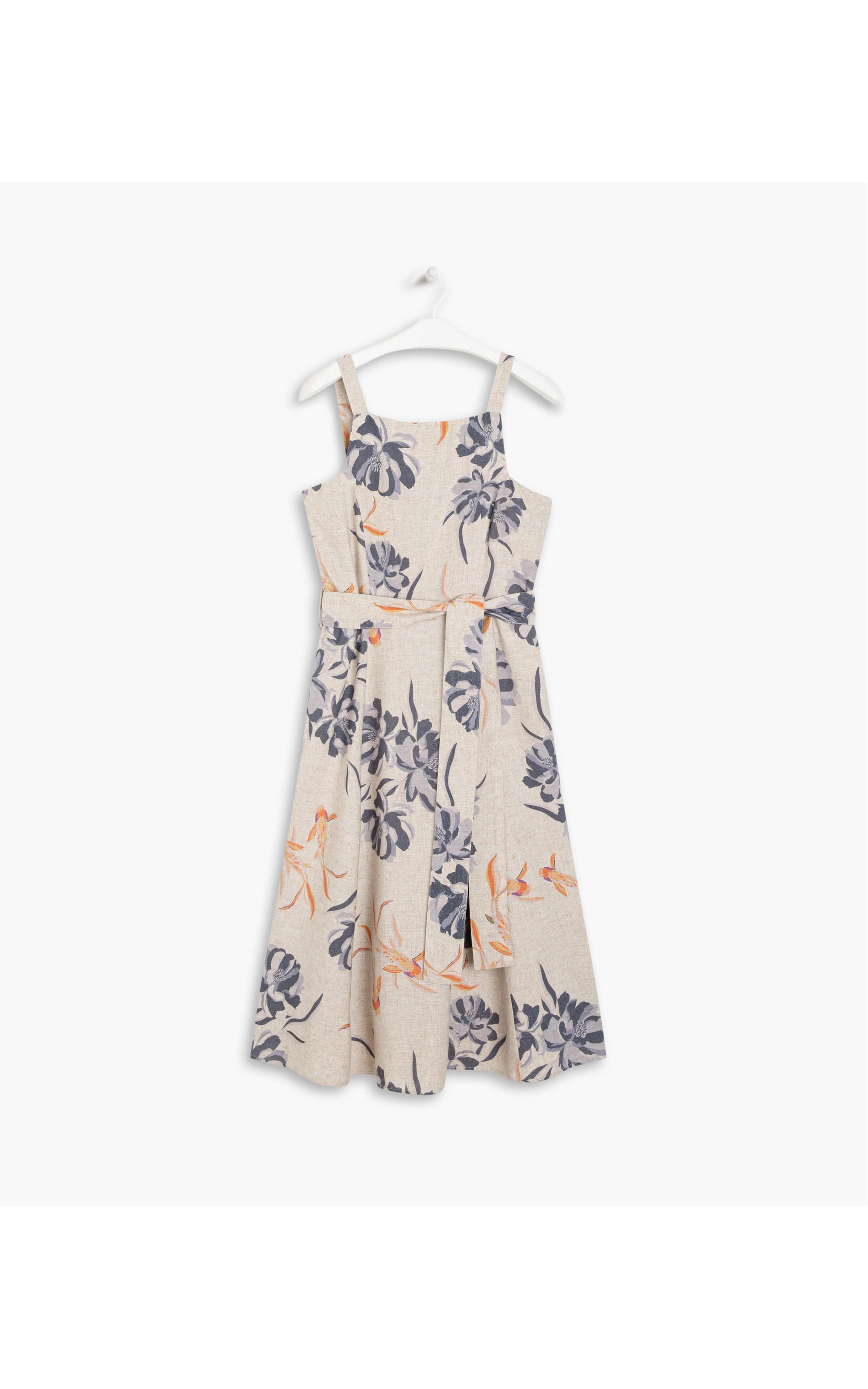 Vestido Linho  Trento  Est Corais Azul Bic