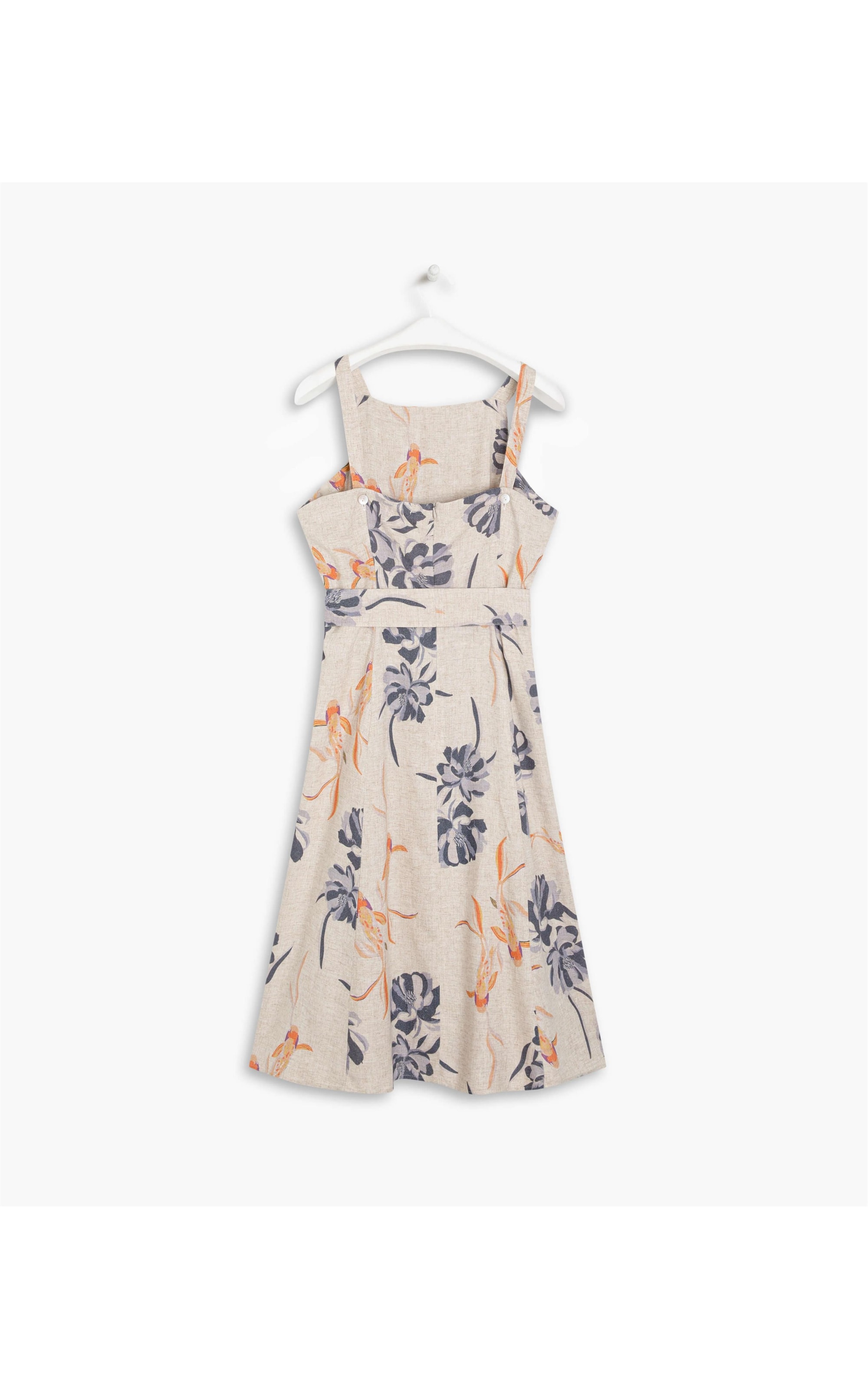 Vestido Linho  Trento  Est Corais Azul Bic