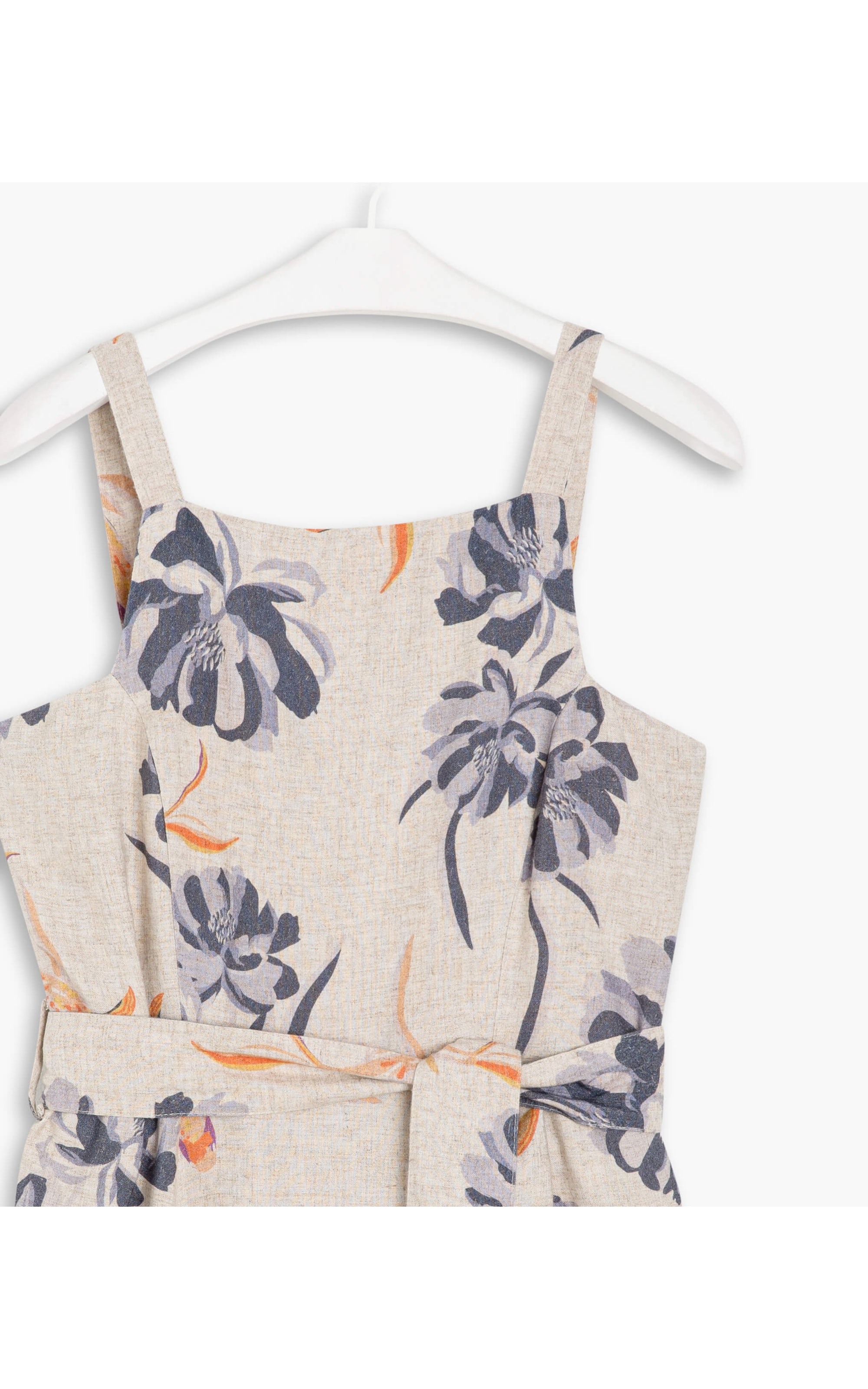 Vestido Linho  Trento  Est Corais Azul Bic