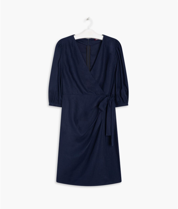 Vestido Linho  Umi  Liso Dark Navy