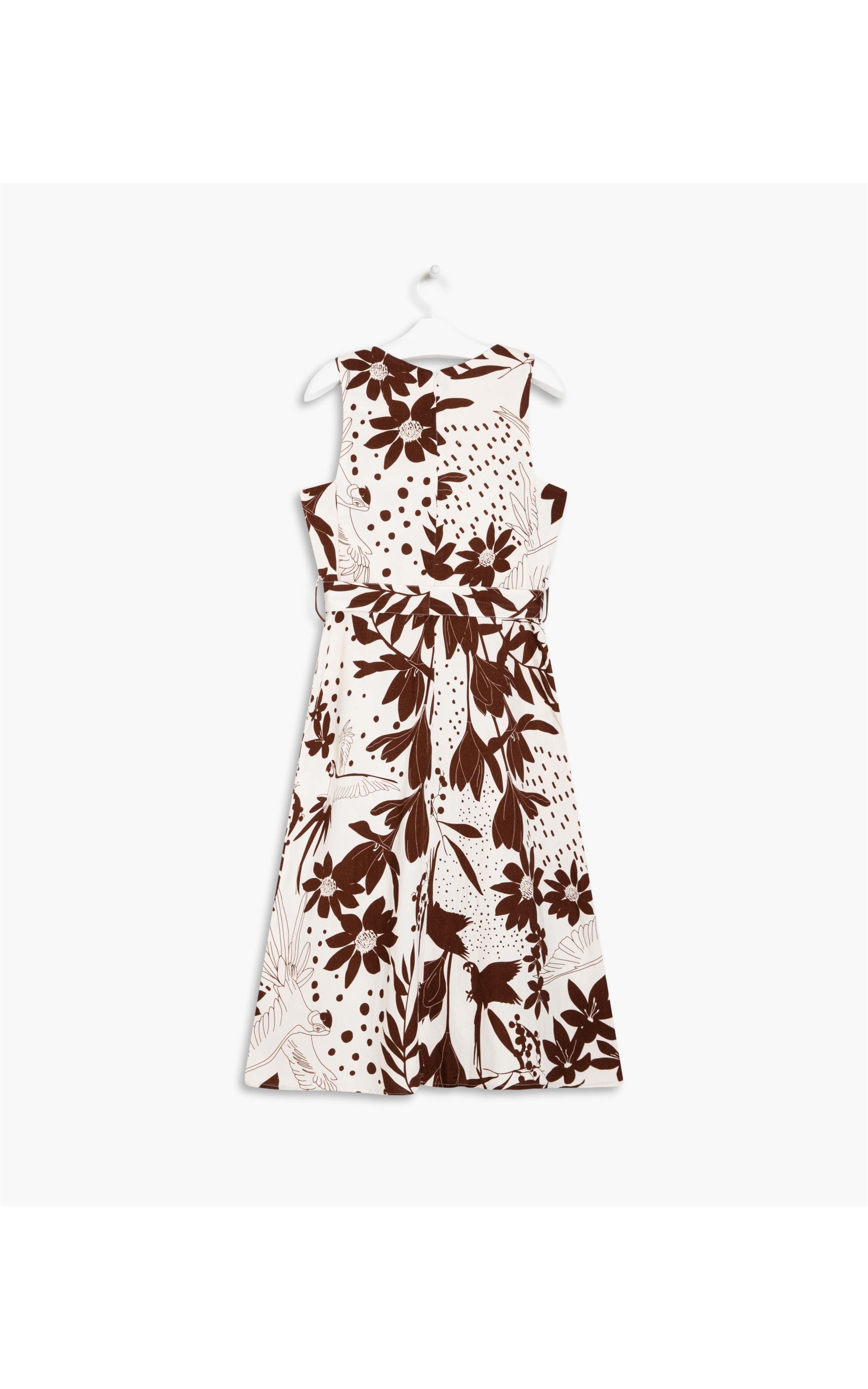 Vestido Linho  Vero  Est Arara Mono Marrom