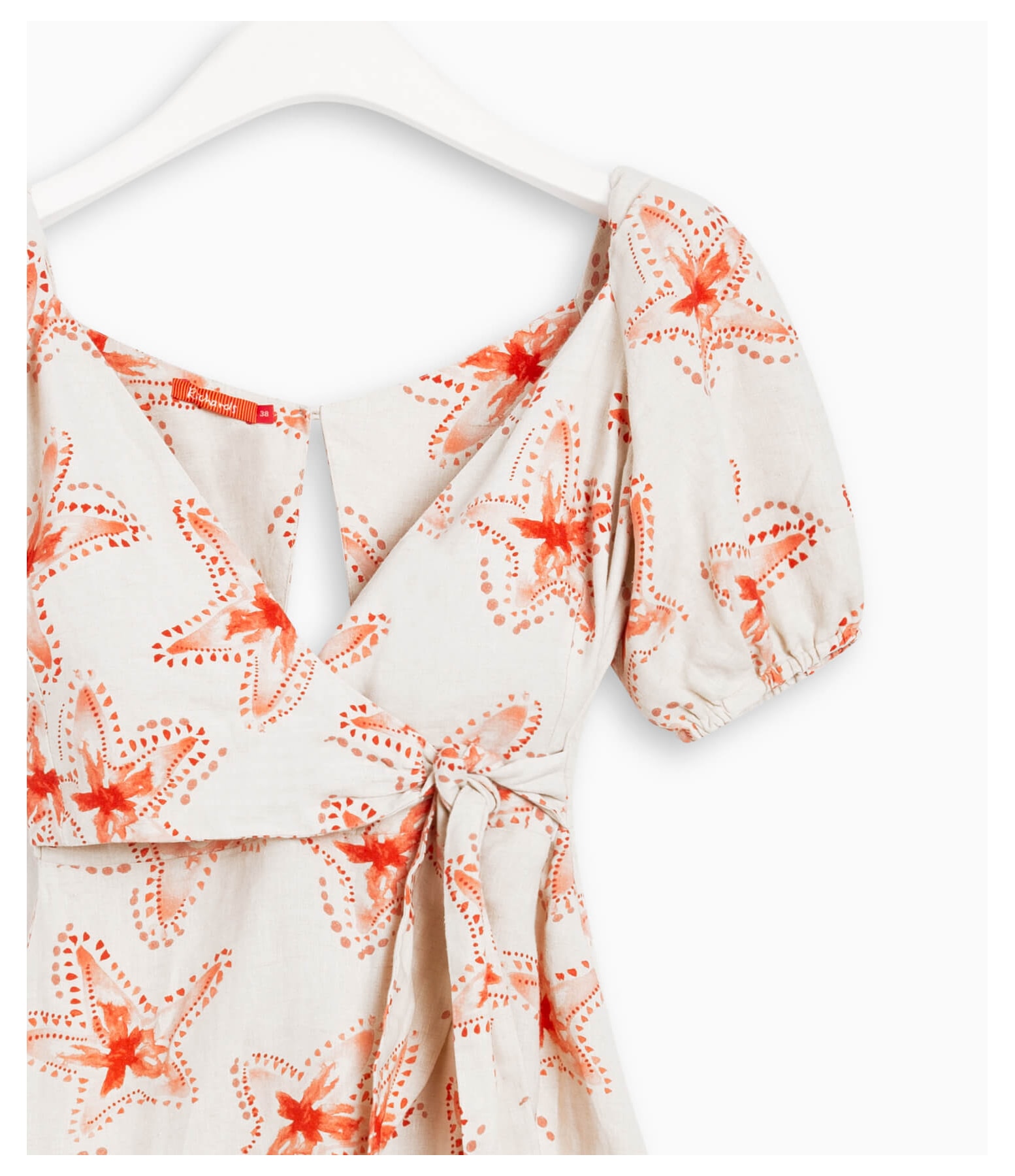 Vestido Linho  Vero  Est Estrela Batik Cereja