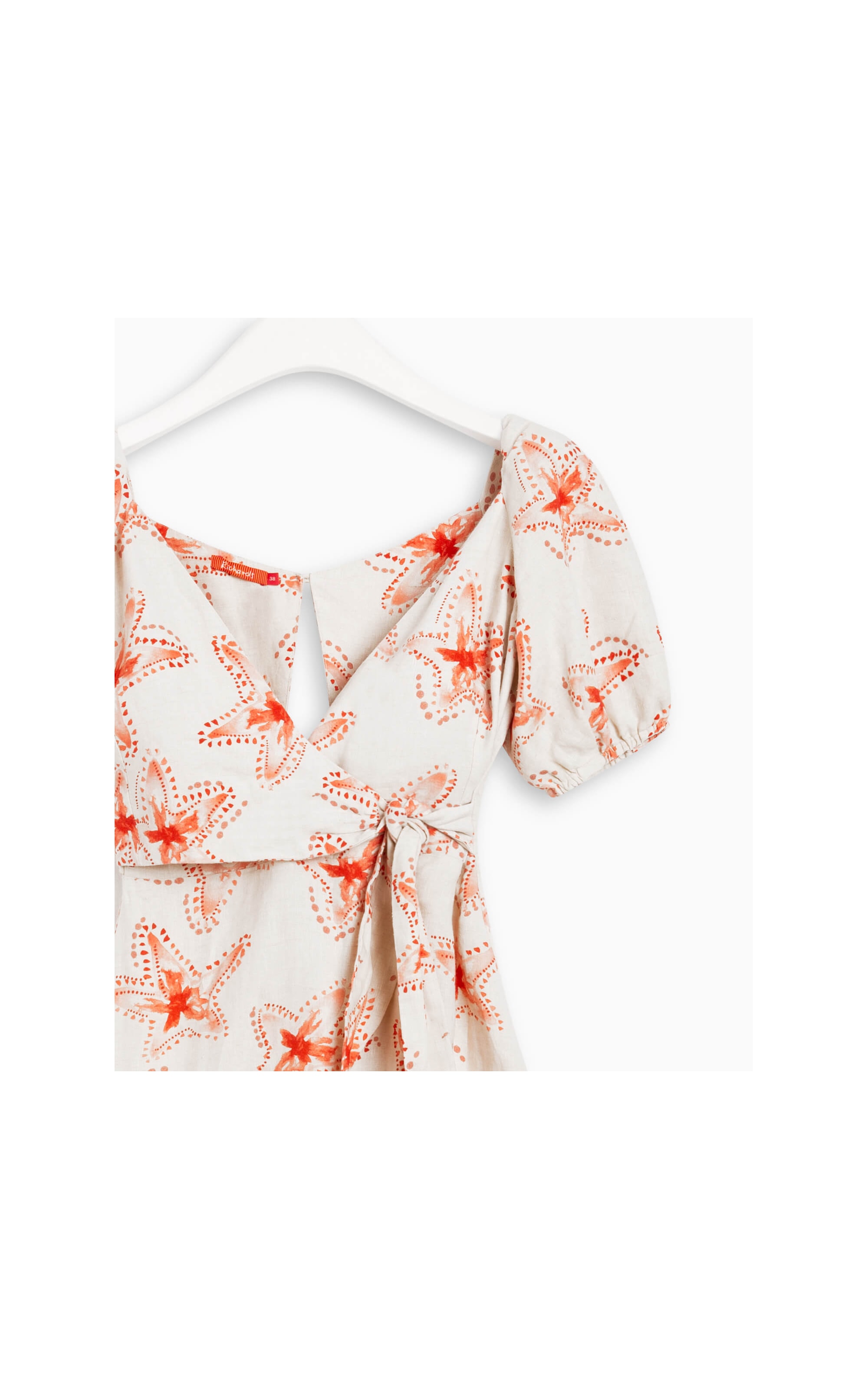 Vestido Linho  Vero  Est Estrela Batik Cereja