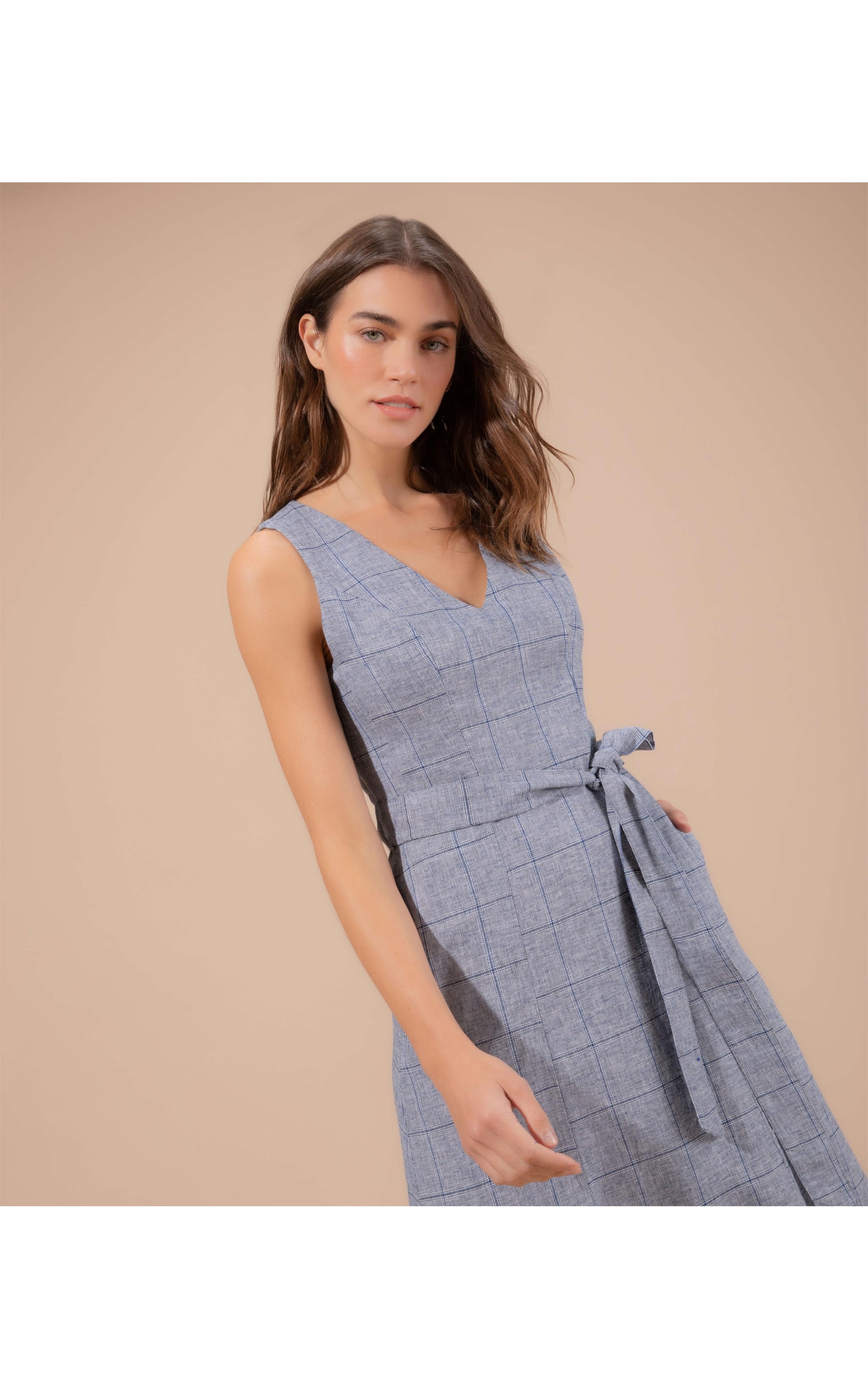 Vestido Linho  Vero  Ft Listrado  Hortencia