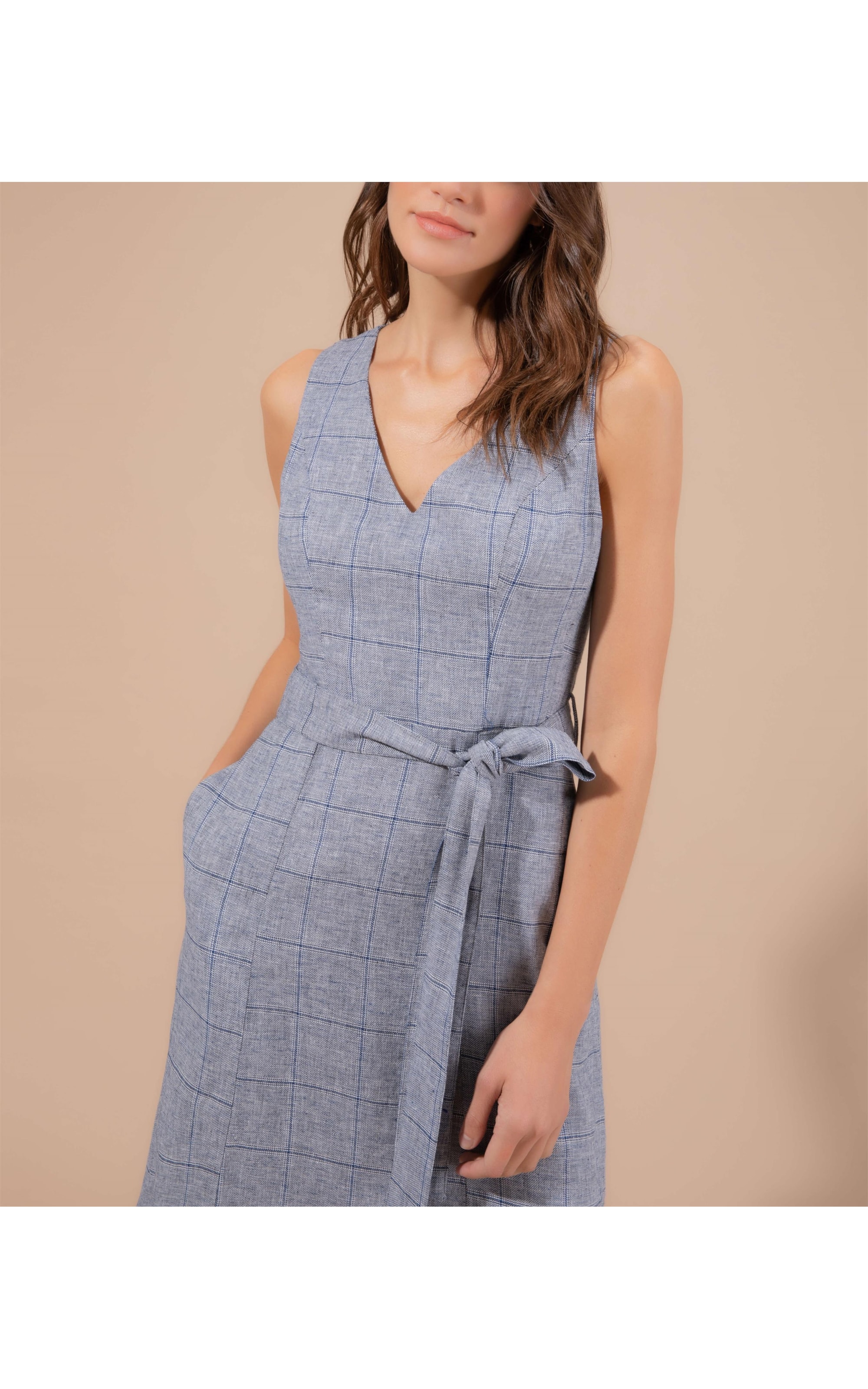 Vestido Linho  Vero  Ft Listrado  Hortencia