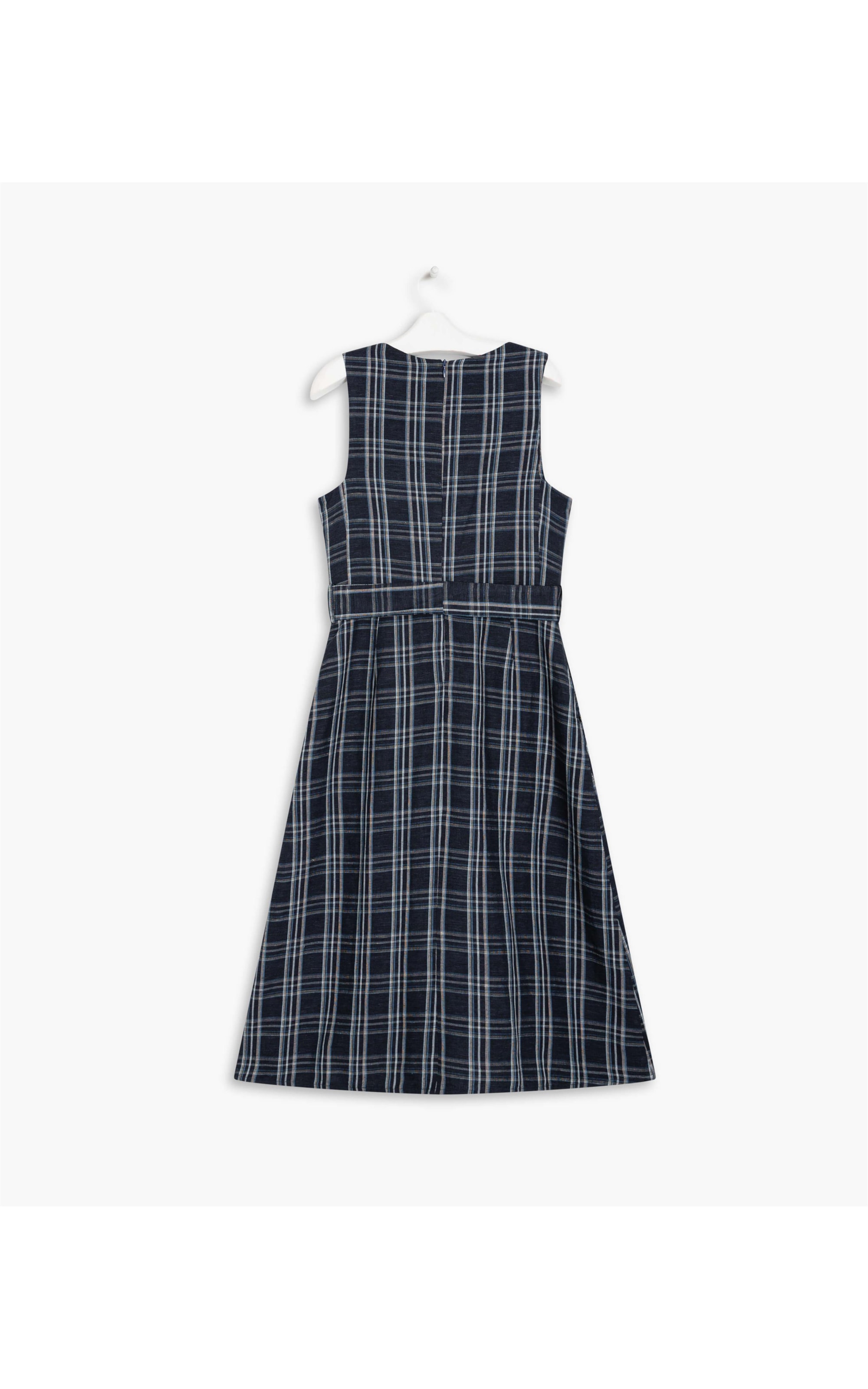 Vestido Linho  Vero  Ft Xadrez Dark Navy