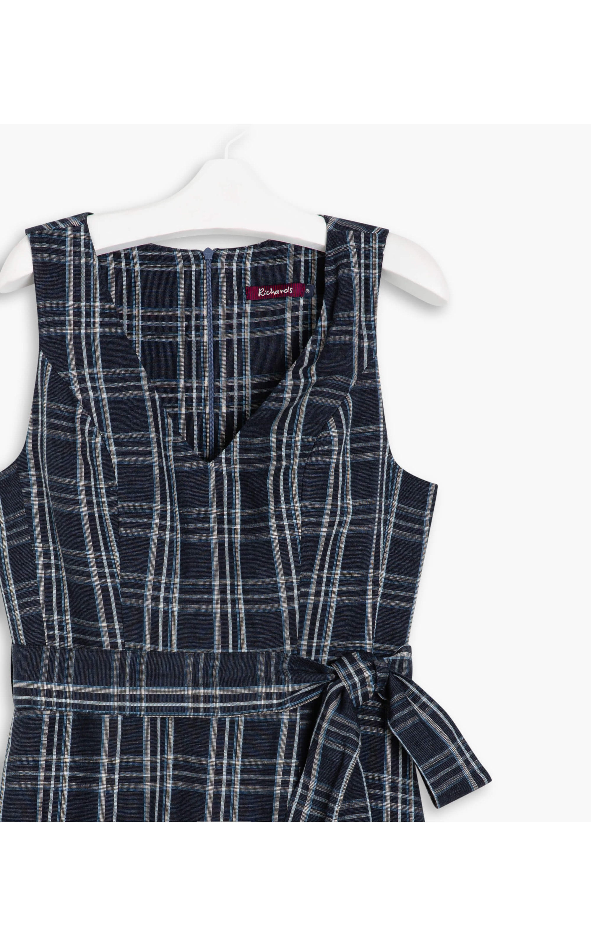 Vestido Linho  Vero  Ft Xadrez Dark Navy