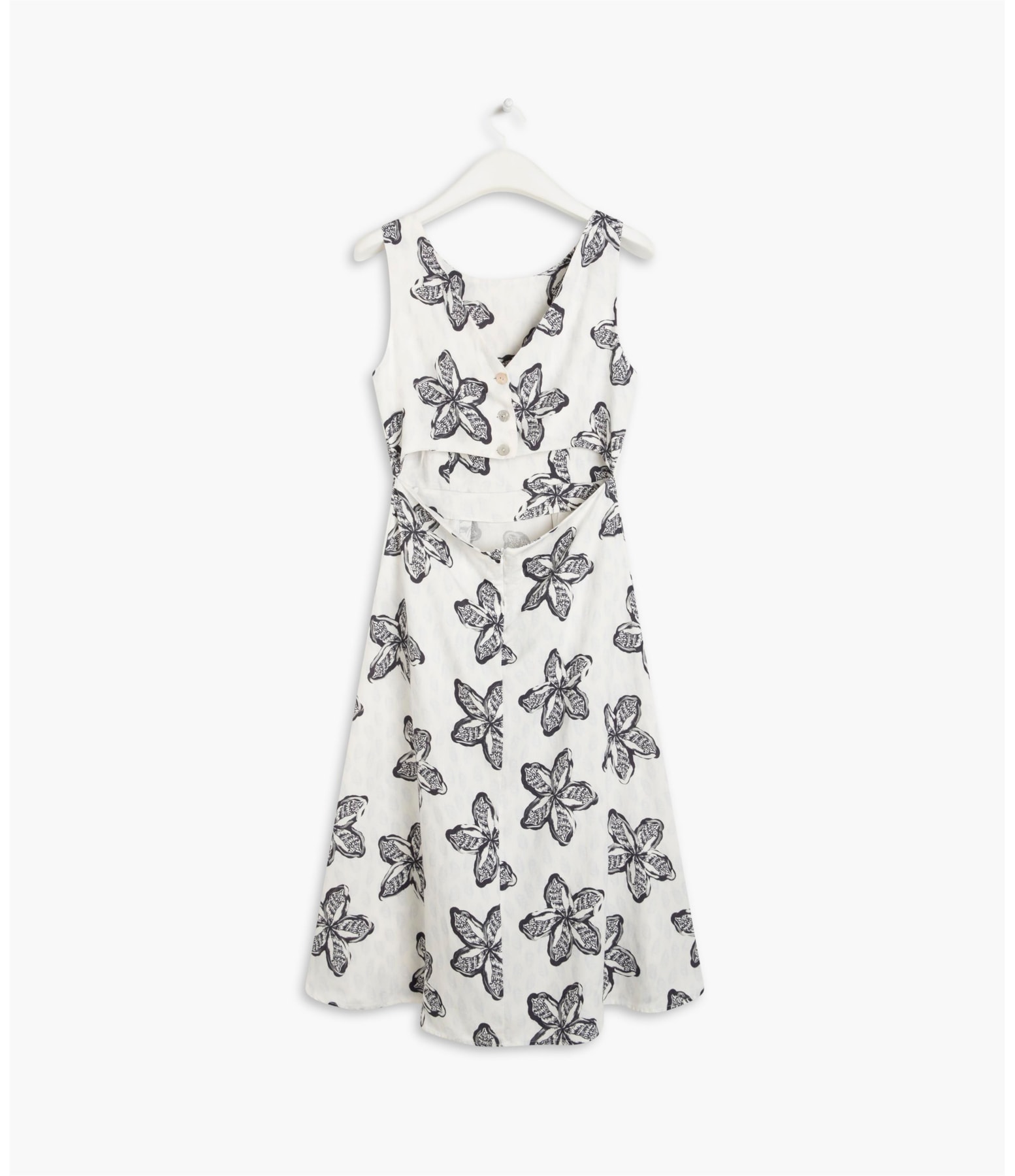 Vestido Linho  Wada  Est Flower Shell Azul Bic
