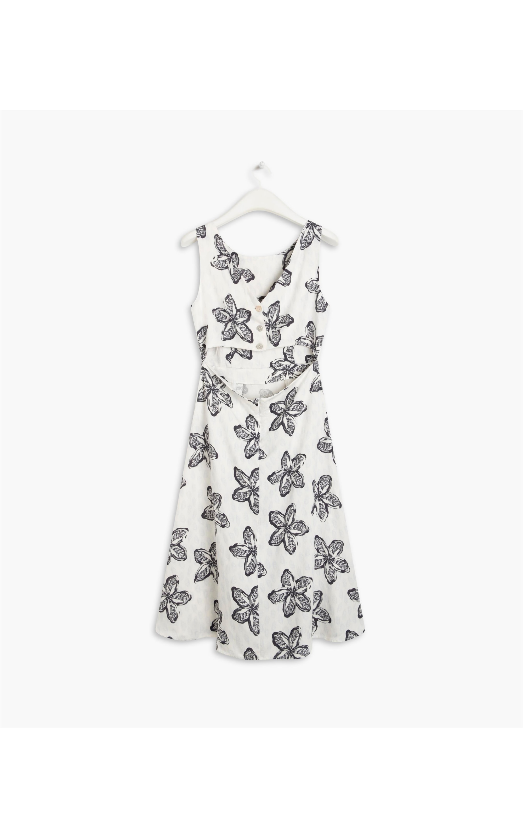 Vestido Linho  Wada  Est Flower Shell Azul Bic