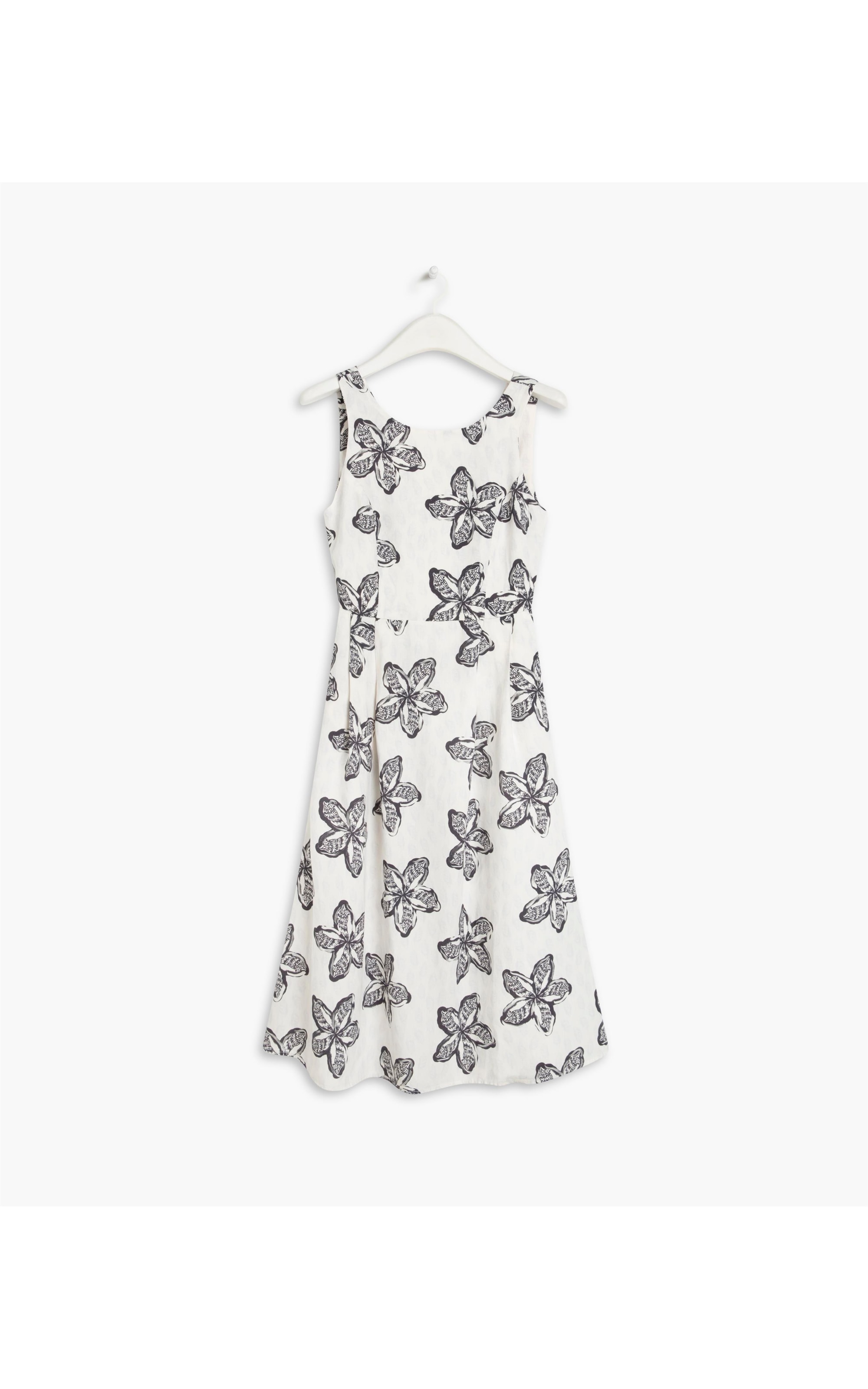 Vestido Linho  Wada  Est Flower Shell Azul Bic