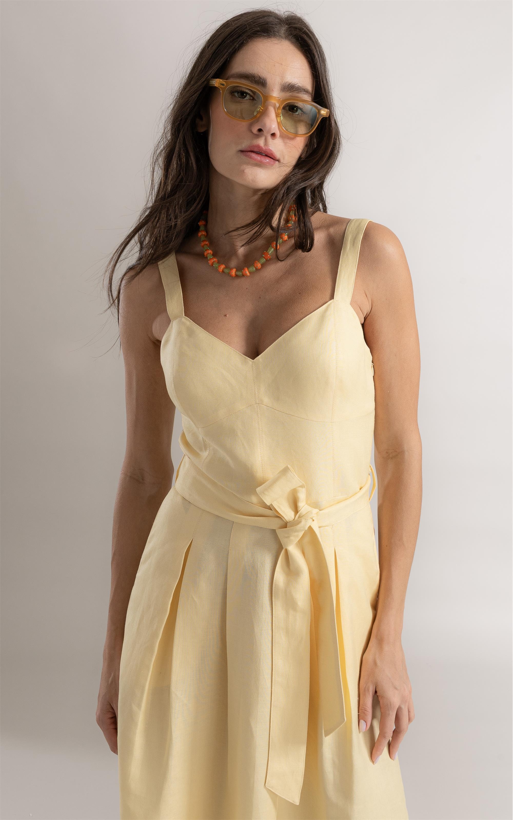 Vestido Lola Linho Amarelo Claro
