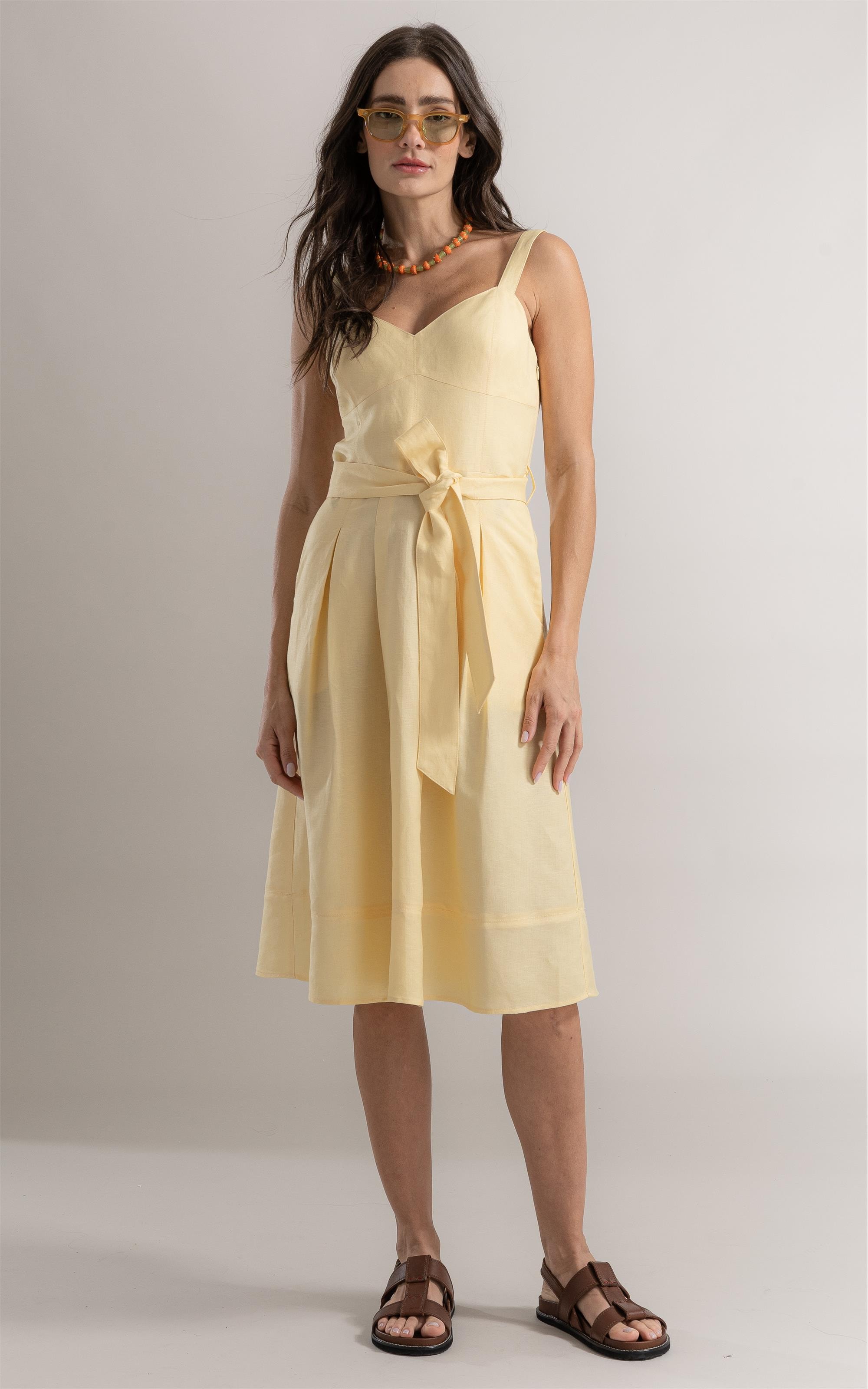 Vestido Lola Linho Amarelo Claro