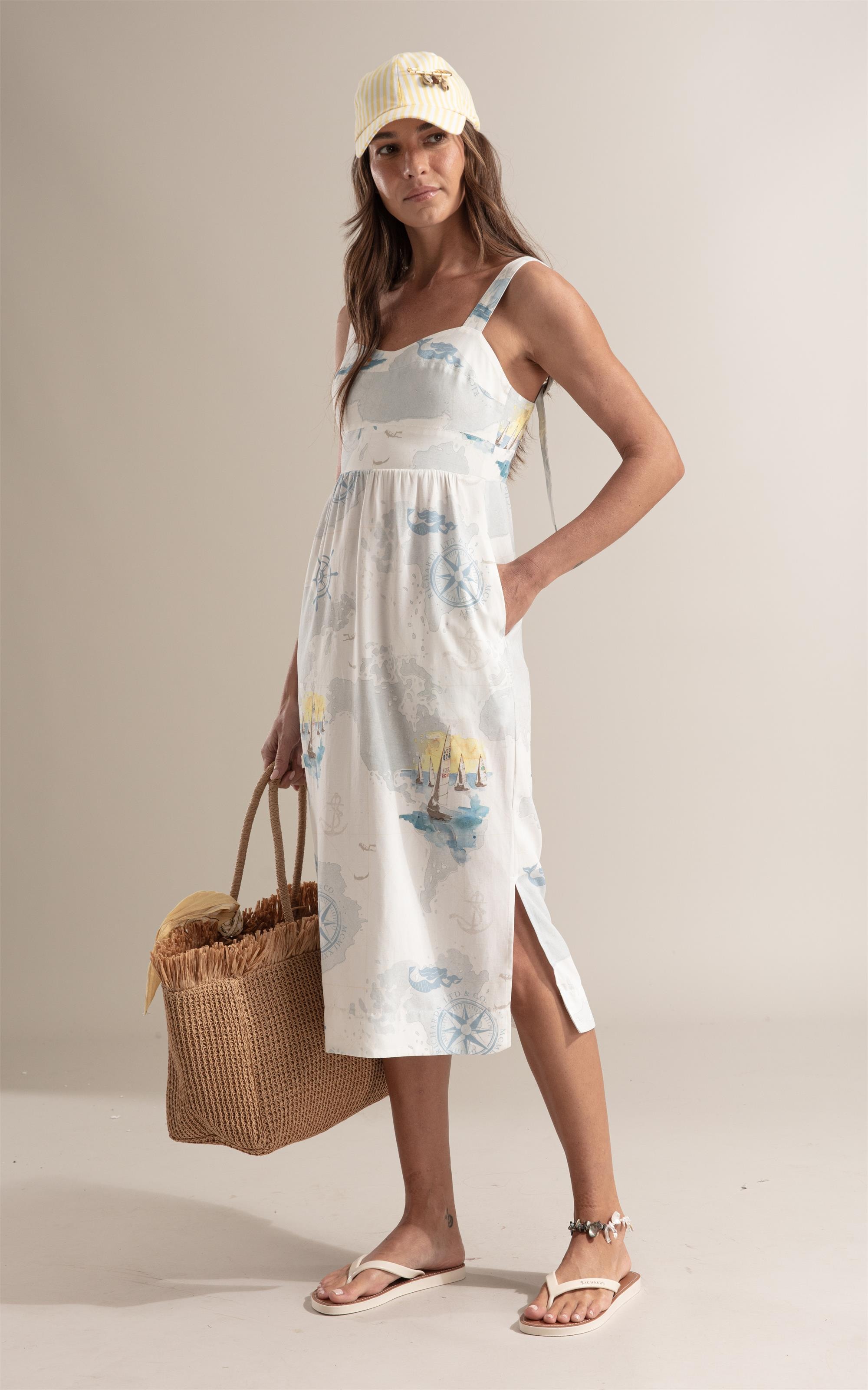 Vestido Lucie Náutica Linho Branco