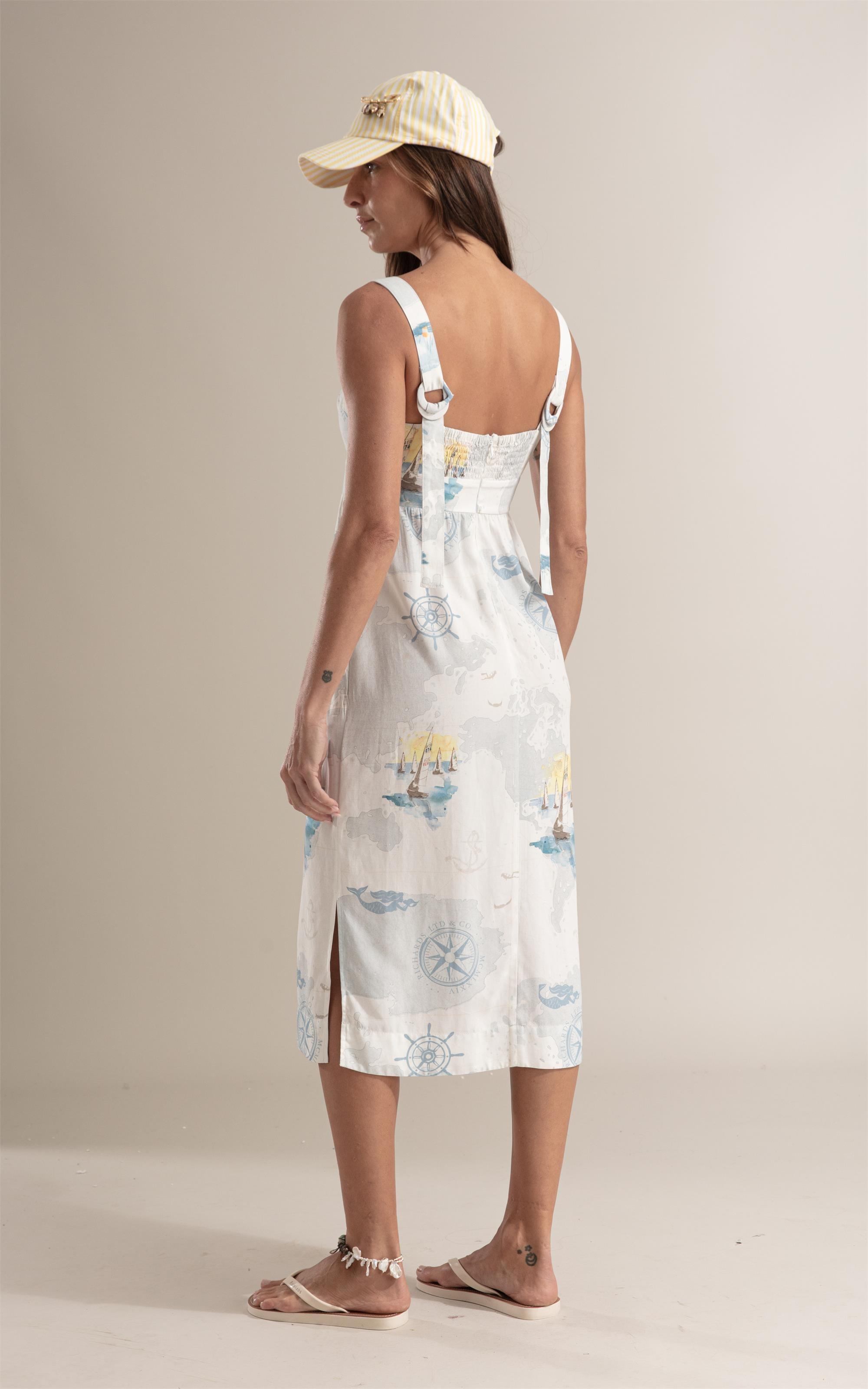 Vestido Lucie Náutica Linho Branco