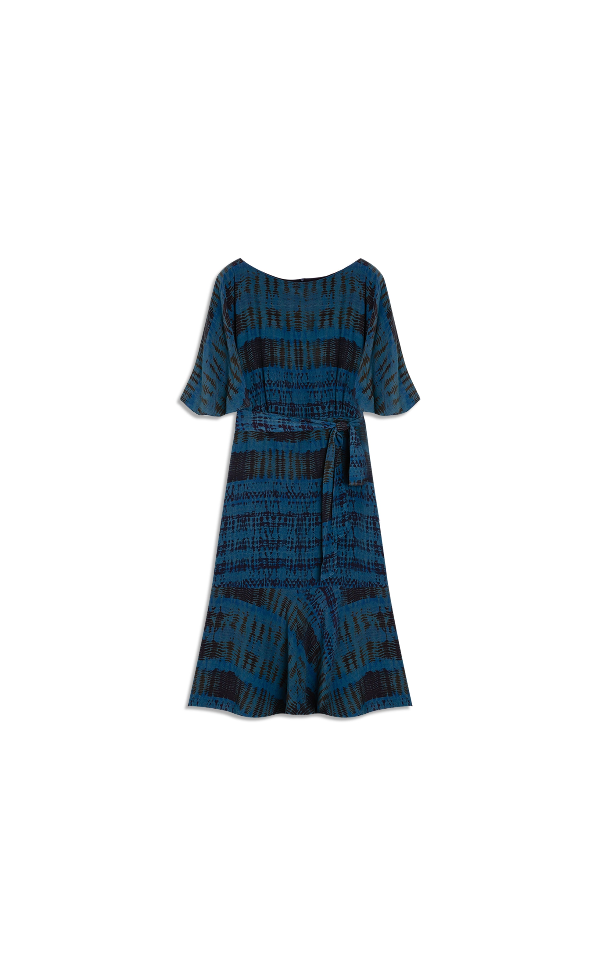 Vestido Madelaine Seda Est. Sumauma Marinho