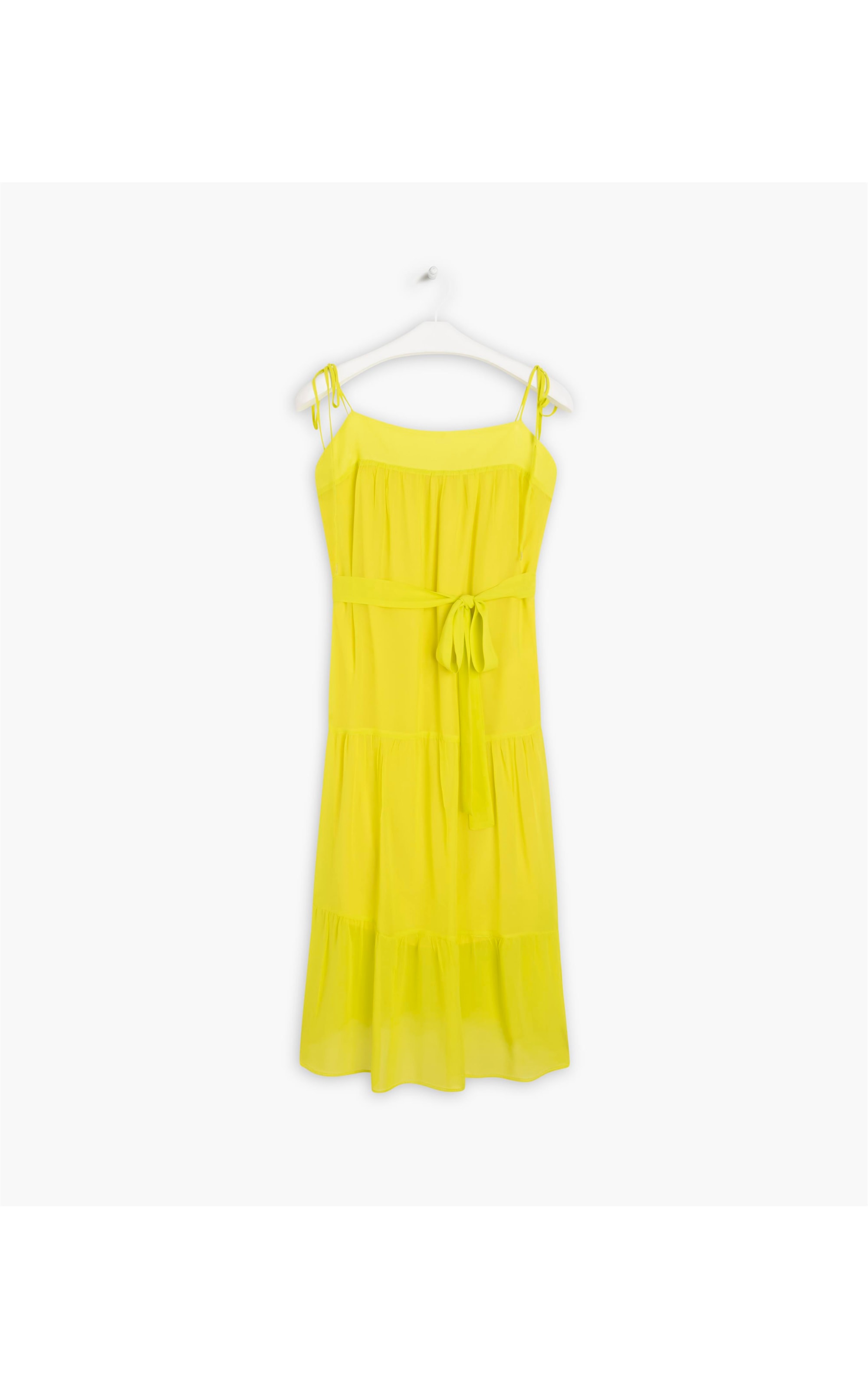 Vestido Maite Seda Lisa Lemom Fluor