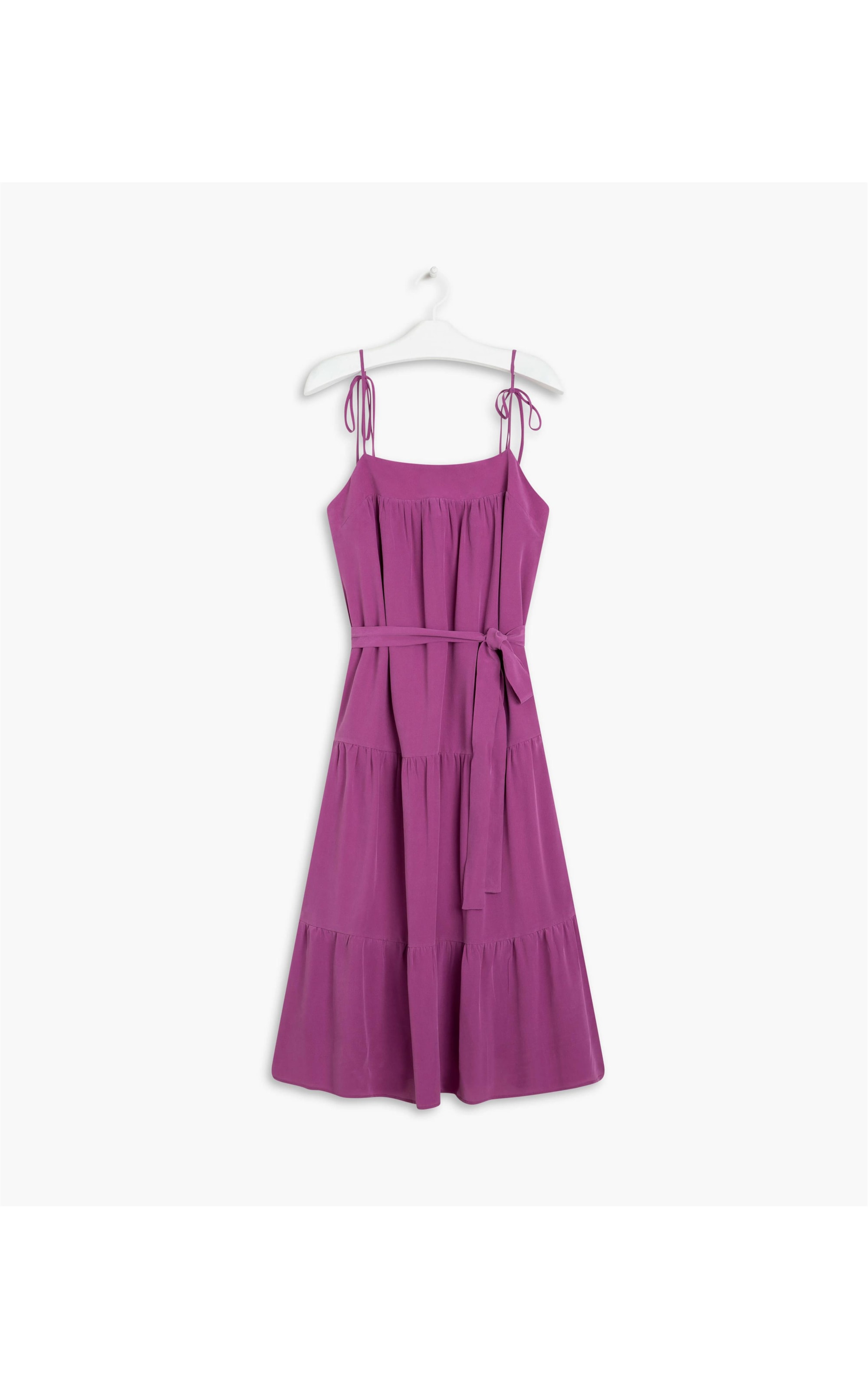 Vestido Maite Seda Lisa Roxo