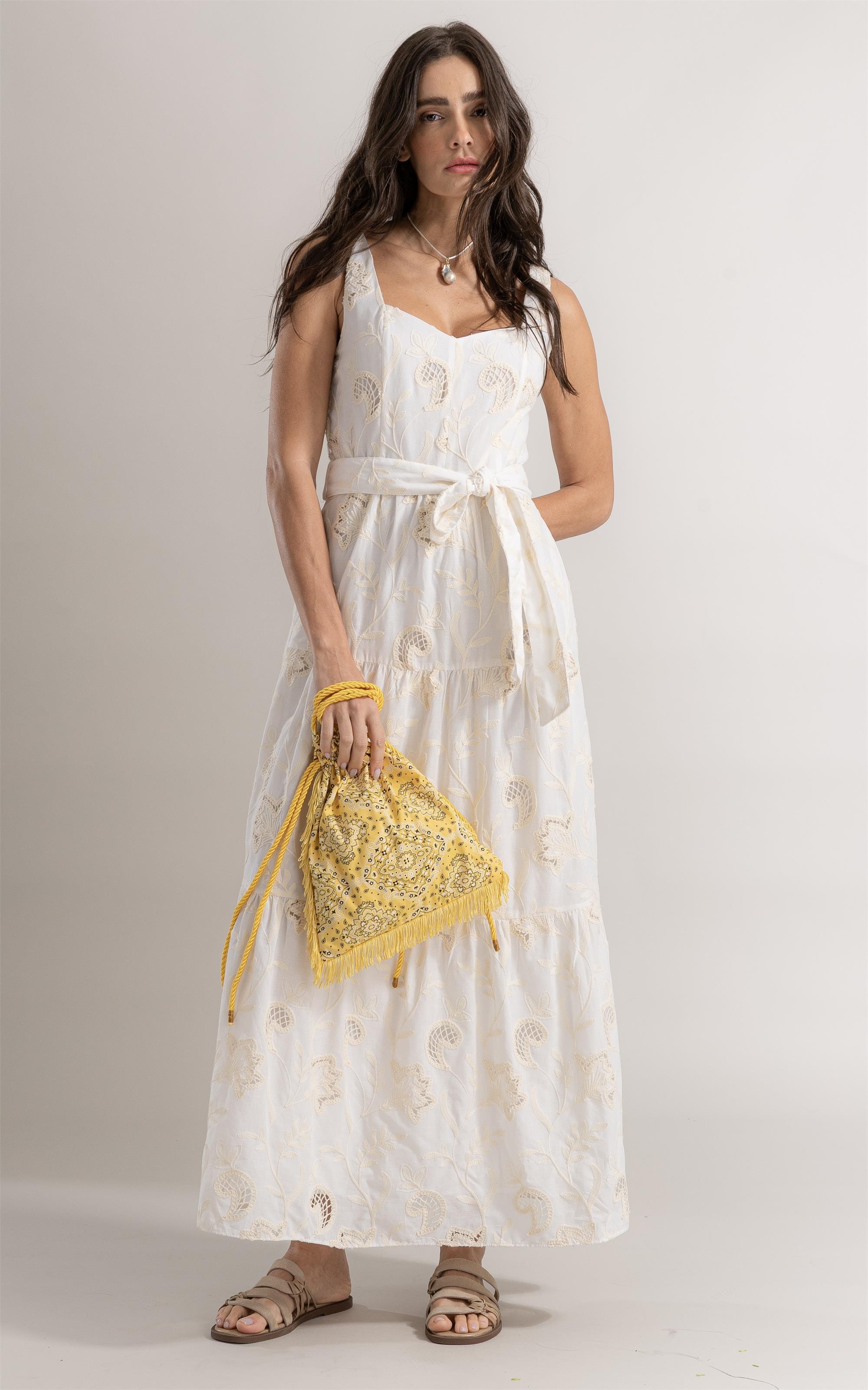 Vestido Mari Bordado Peba Off White
