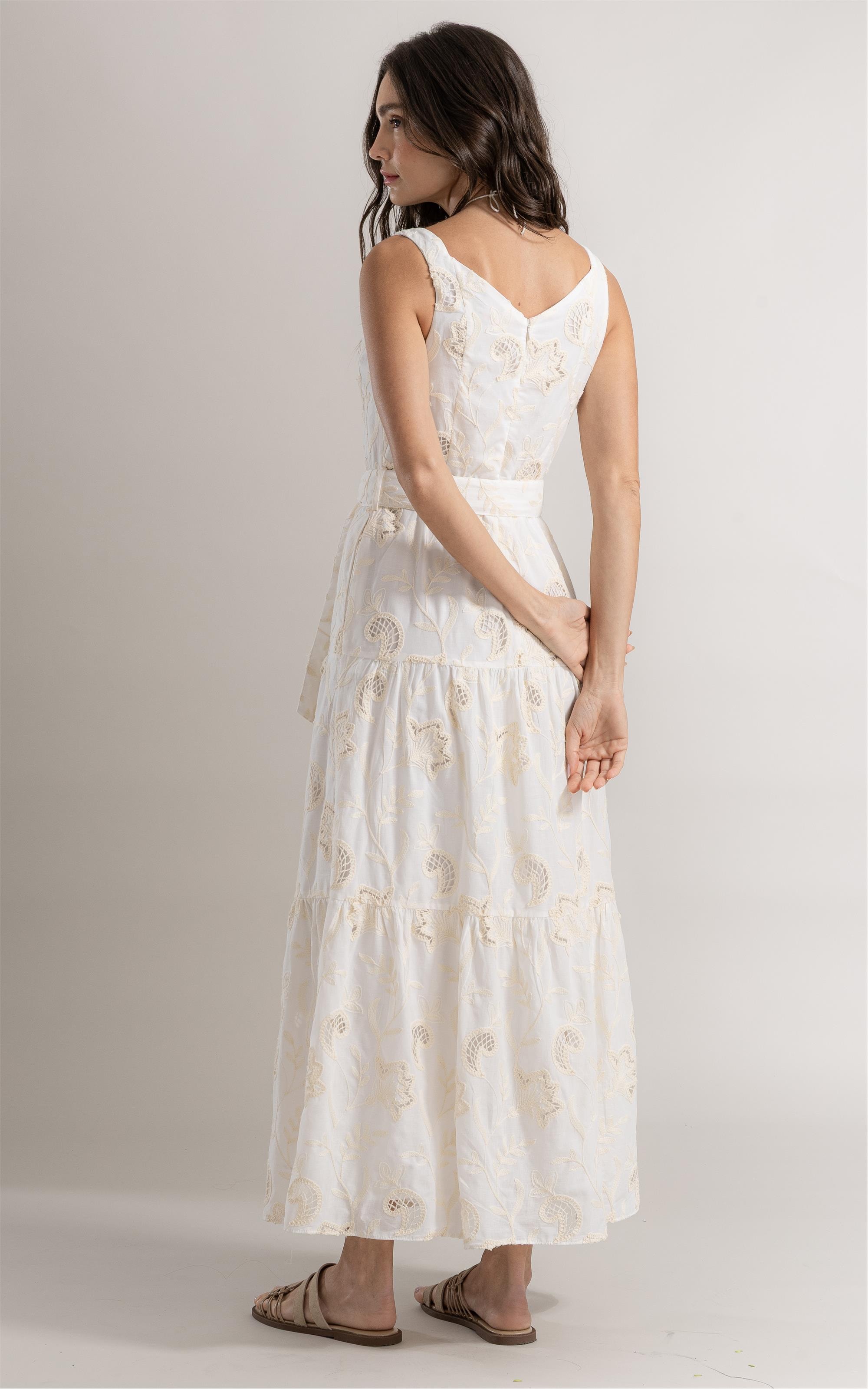 Vestido Mari Bordado Peba Off White