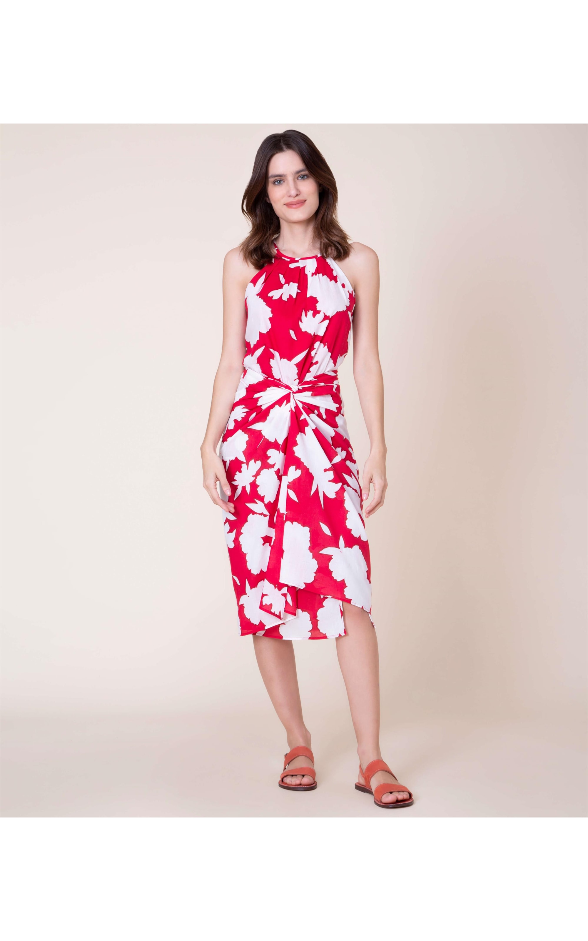 Vestido Mari Voil Daisy Polaroid Vermelho