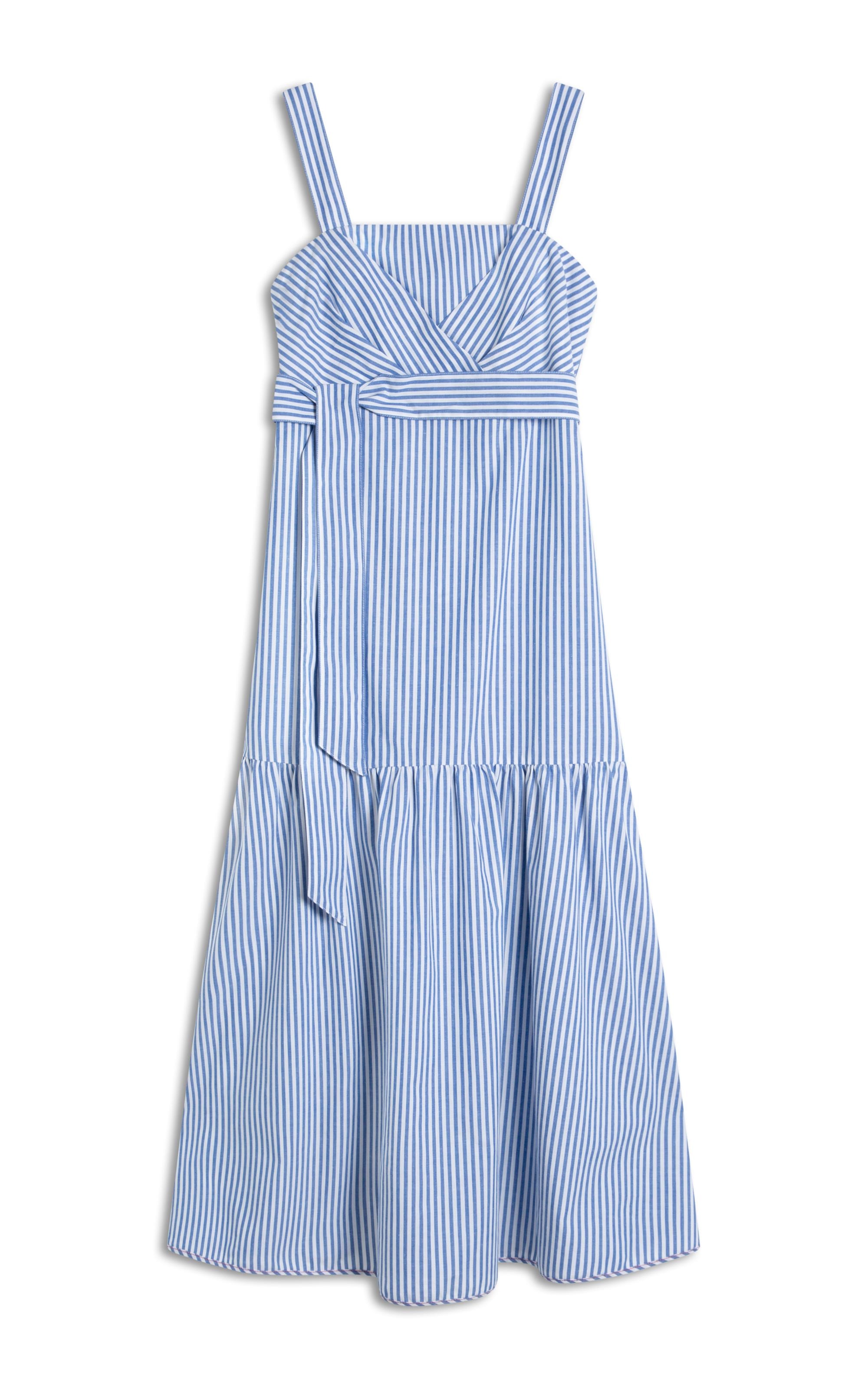 Vestido Marina Algodao Listrado Azul Bic