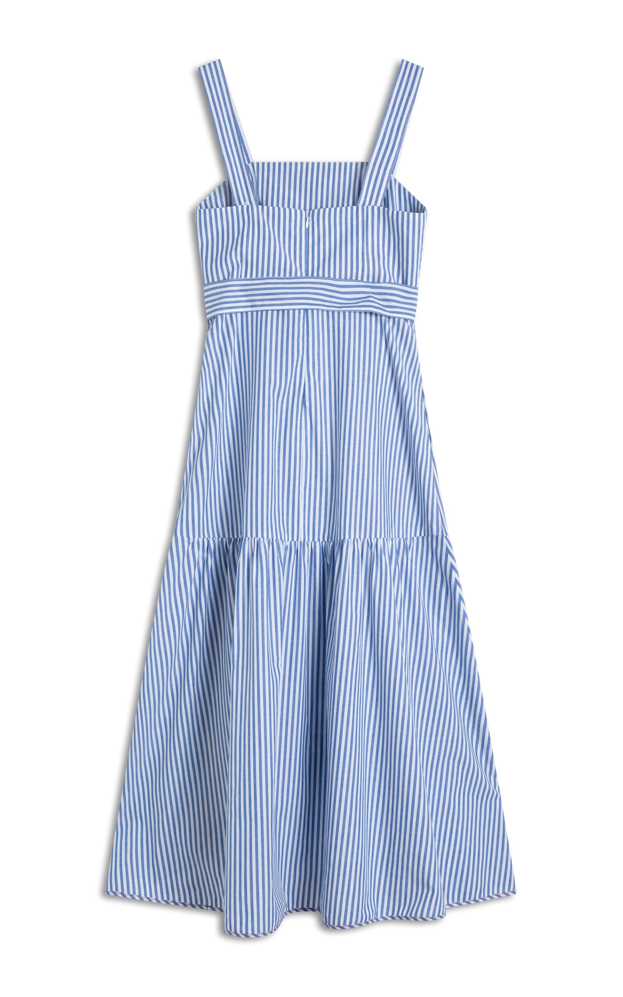 Vestido Marina Algodao Listrado Azul Bic