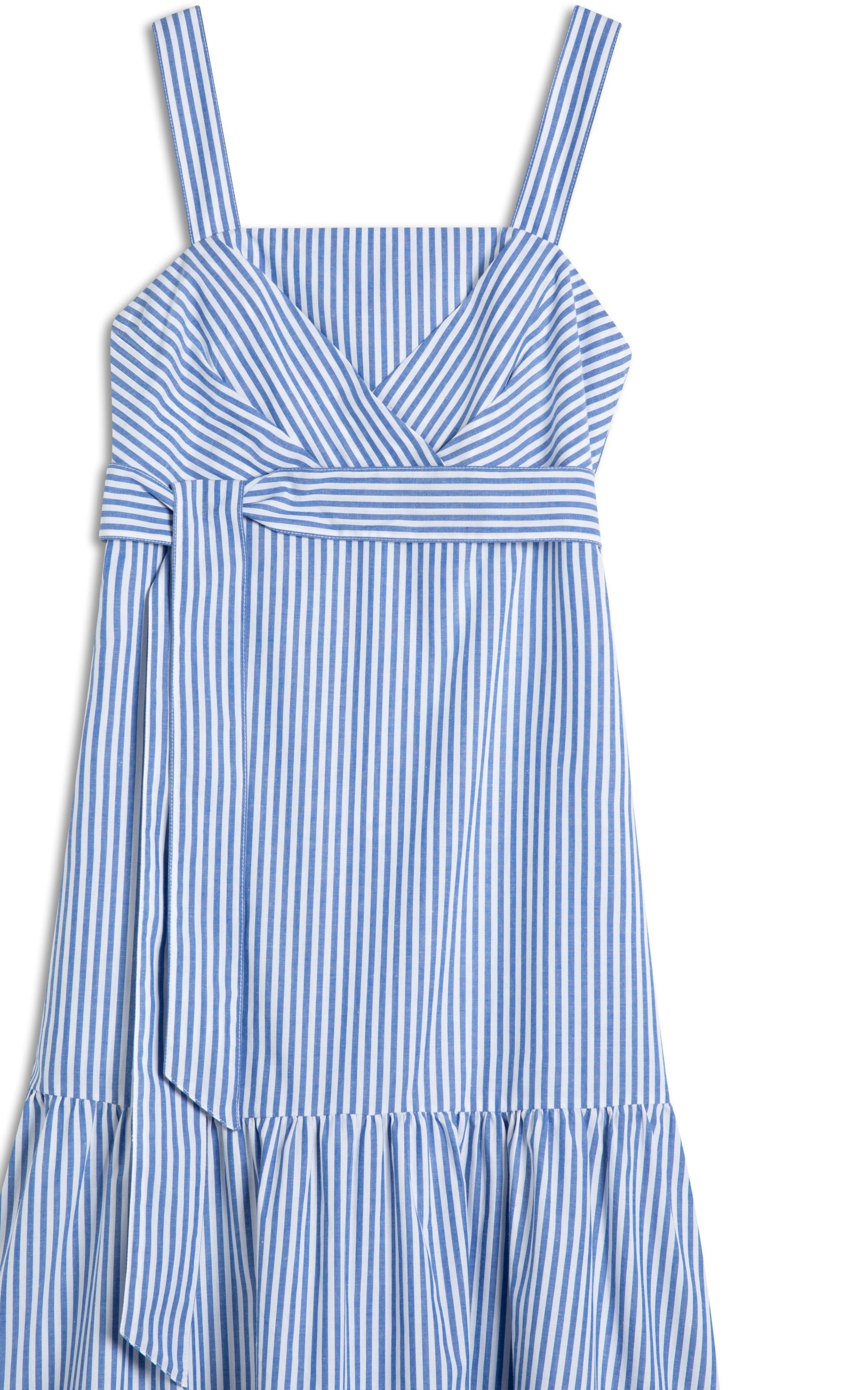 Vestido Marina Algodao Listrado Azul Bic