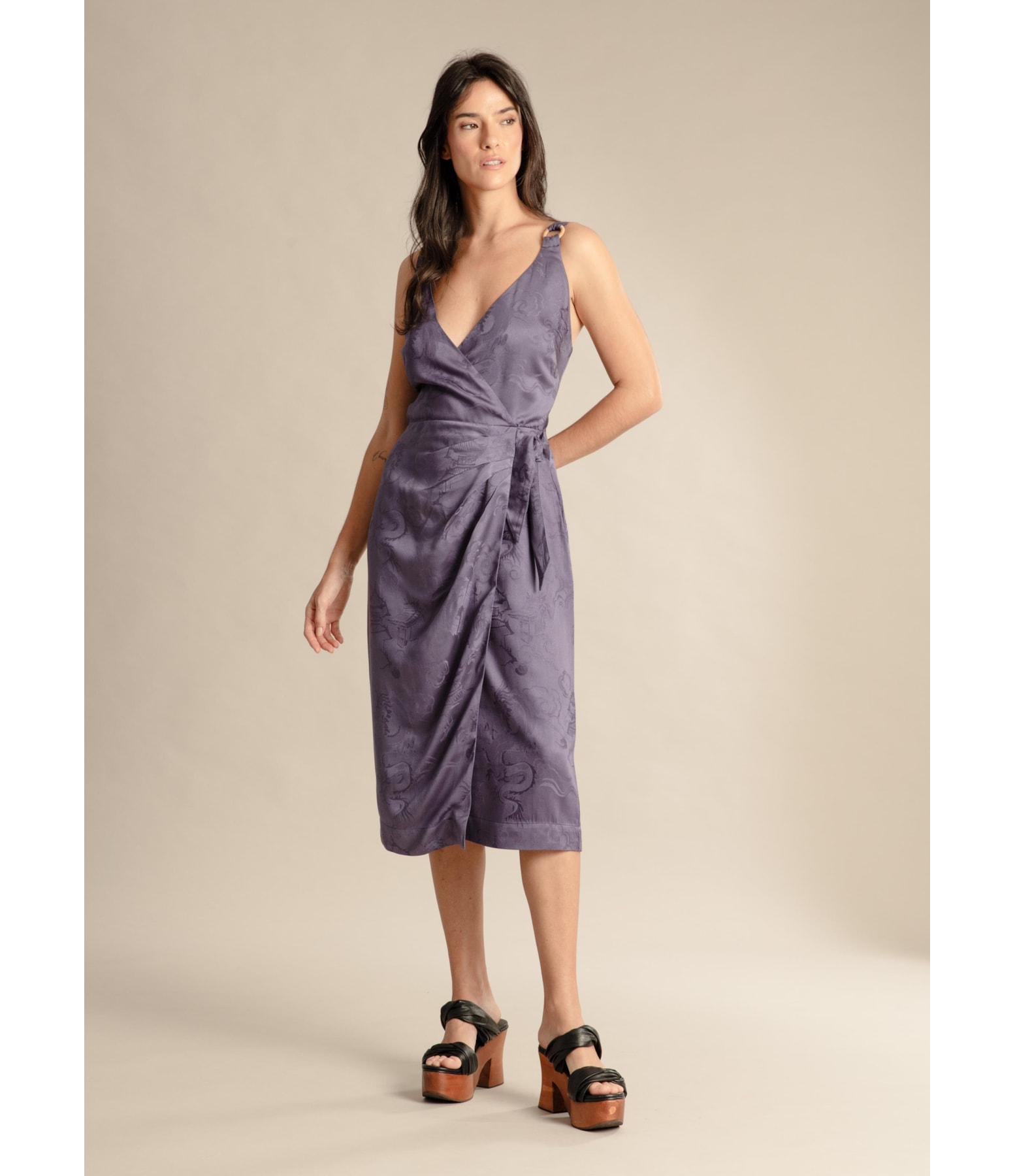 Vestido Maru Jacquard Dragão Purple Blue