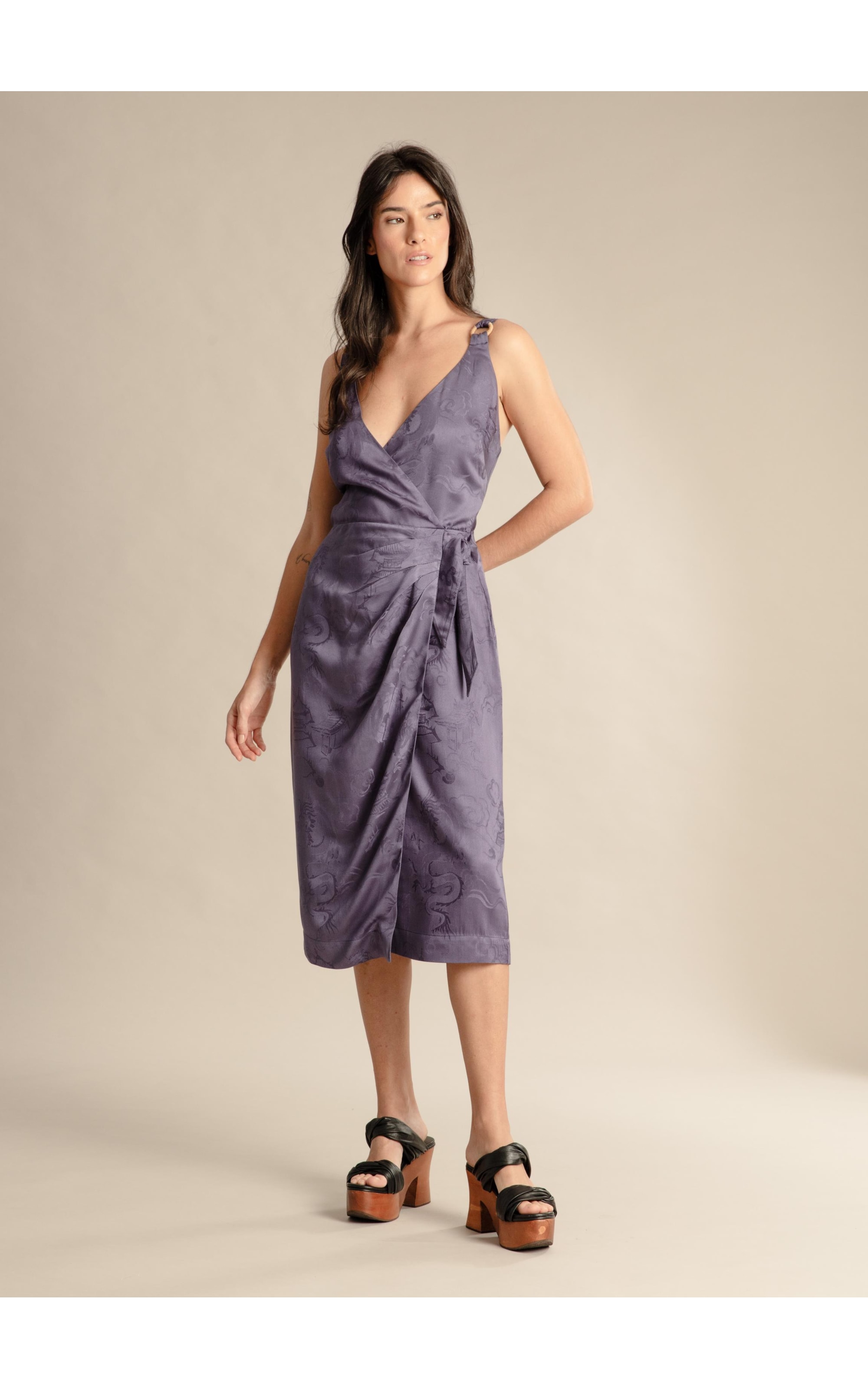 Vestido Maru Jacquard Dragão Purple Blue