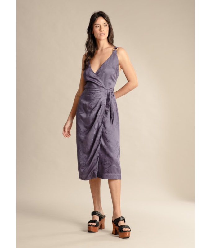 Vestido Maru Jacquard Dragão Purple Blue
