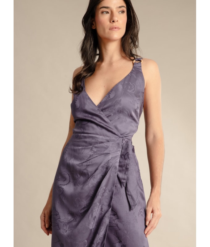 Vestido Maru Jacquard Dragão Purple Blue