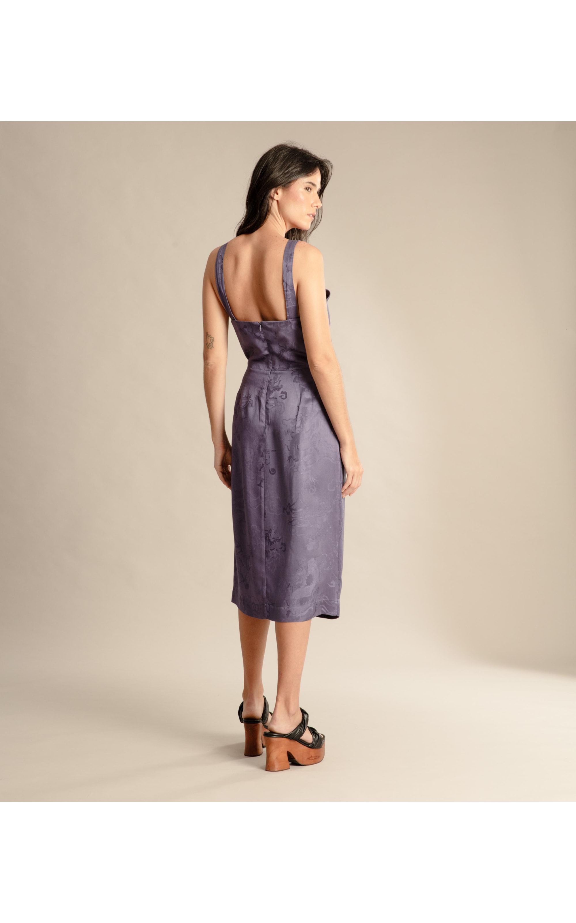 Vestido Maru Jacquard Dragão Purple Blue