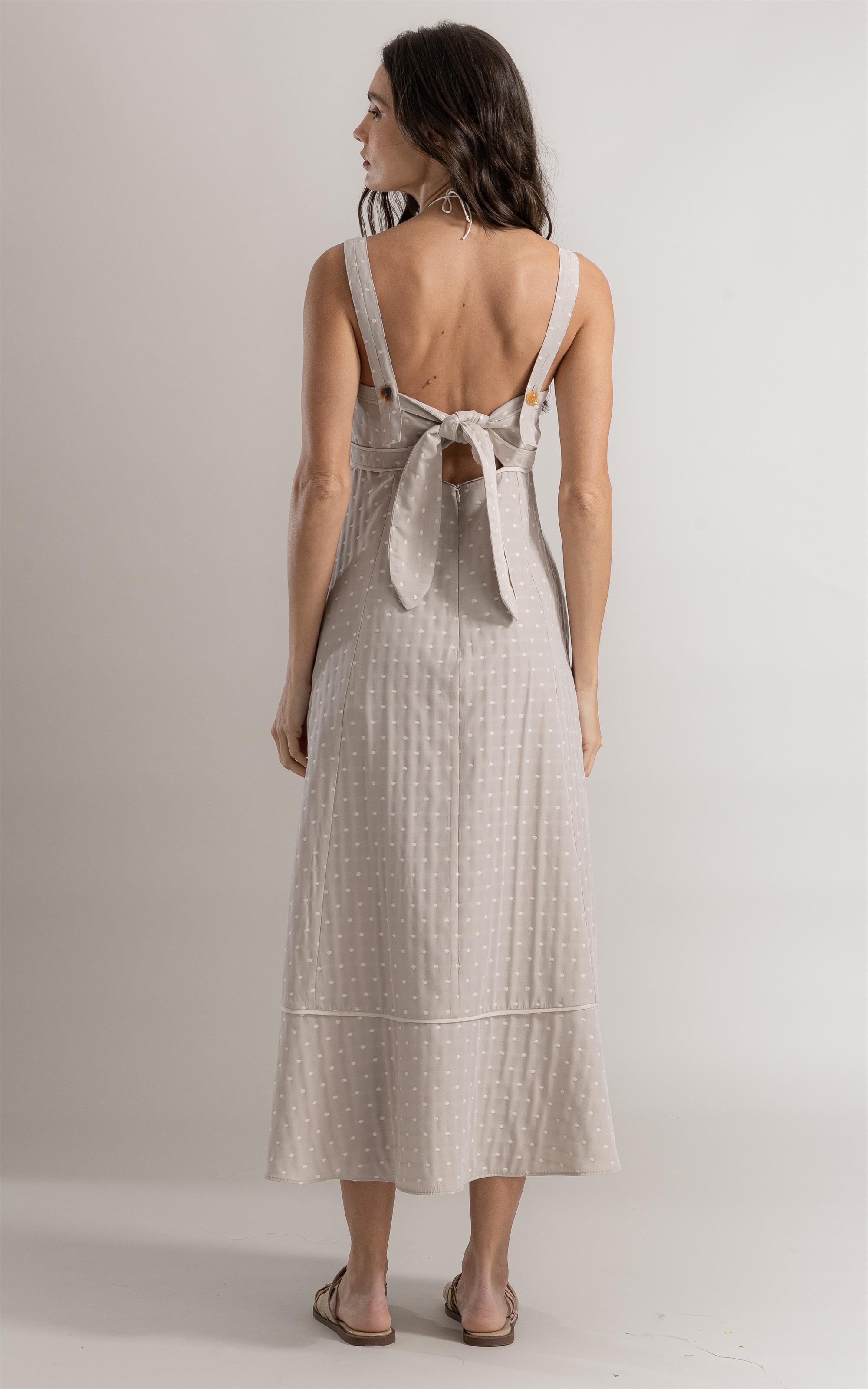 Vestido Mavie Poá Pingo Natural