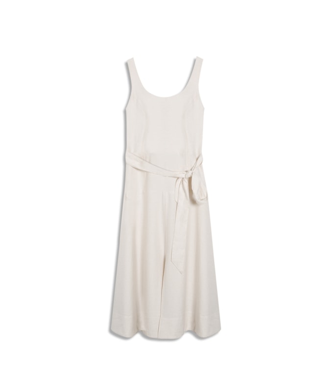 Vestido Mia Linho Blend Liso Off White