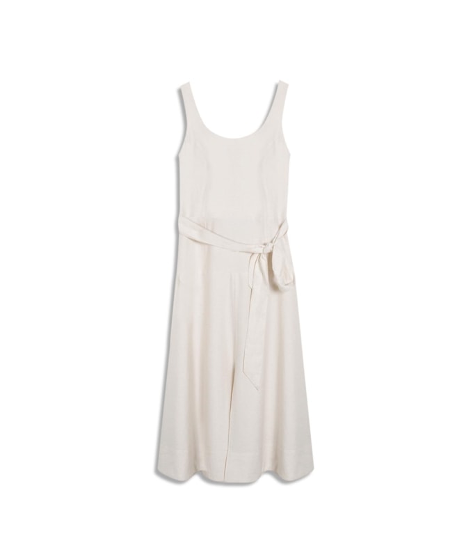 Vestido Mia Linho Blend Liso Off White