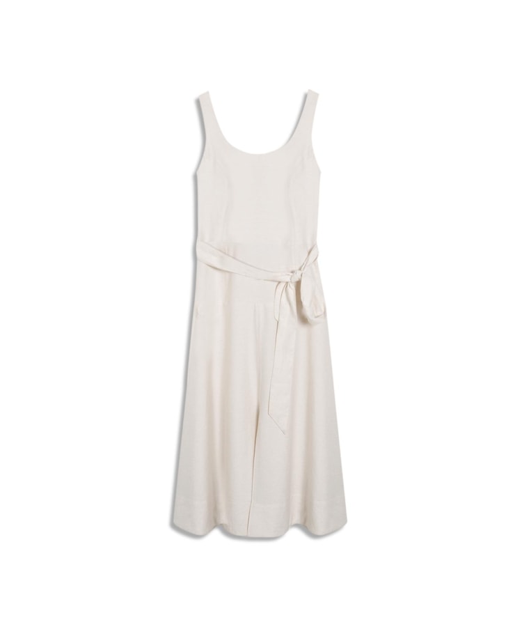 Vestido Mia Linho Blend Liso Off White